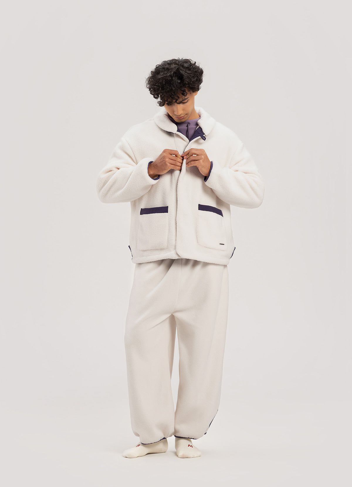 Button fleece pants (Unisex)_Turtledove