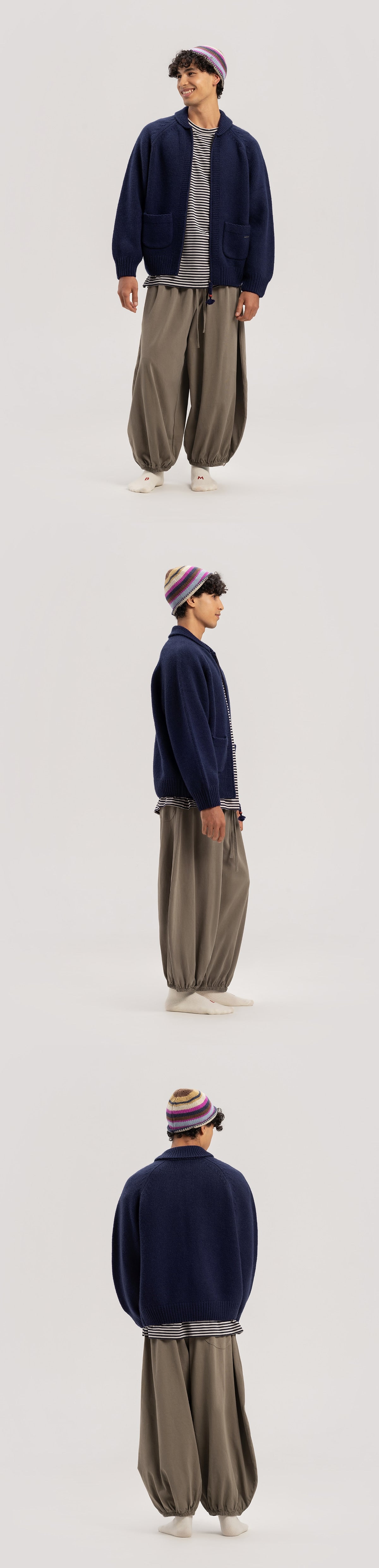 Bulky cardigan (Unisex)_Navy