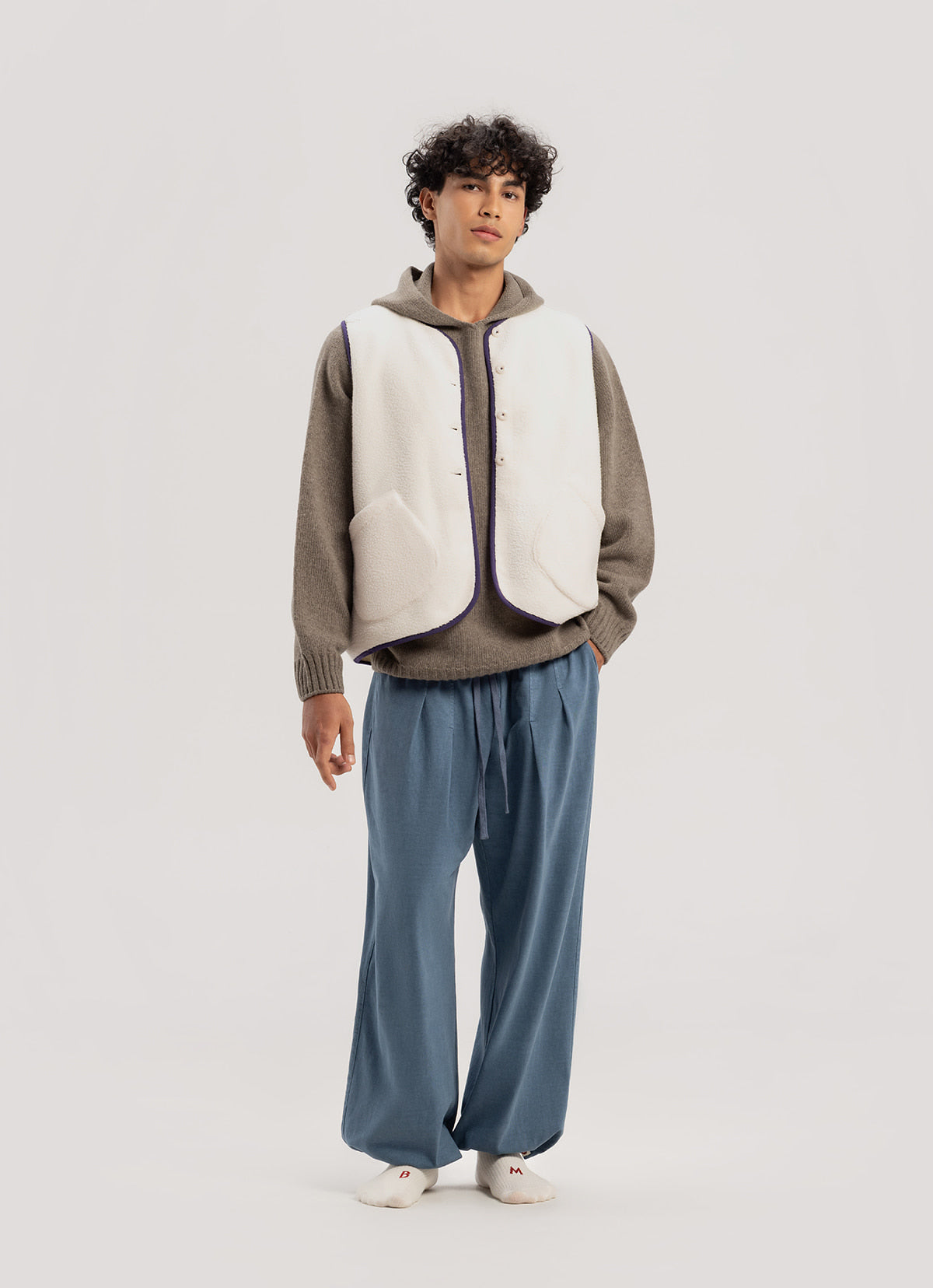 Pocket fleece vest (Unisex)_Turtledove