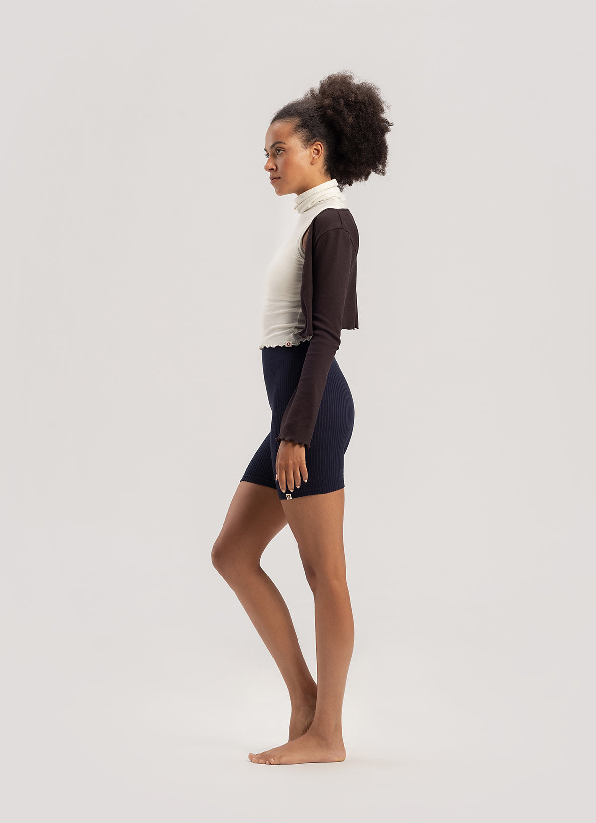 Crop rib cardigan_Chocolate Plum