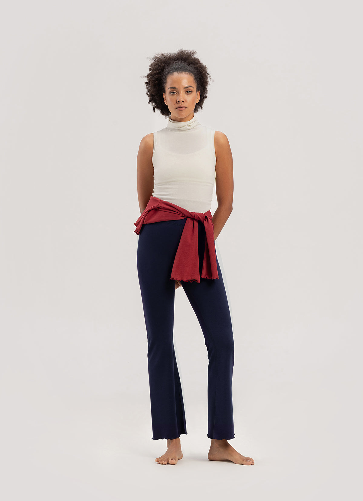 Flap-over slit pants_Evening Blue
