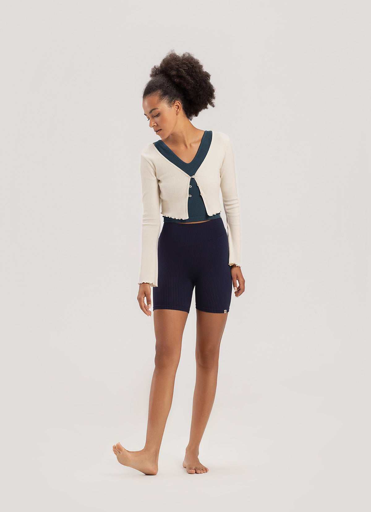 Crop rib cardigan_Turtledove