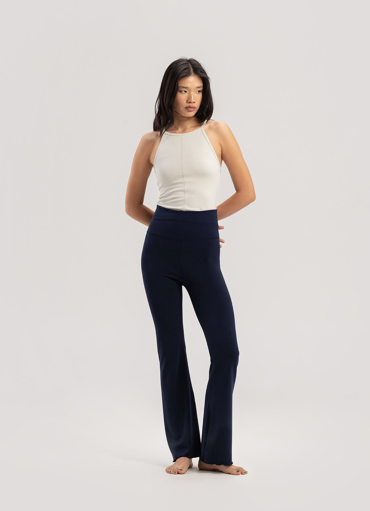 Flap-over slit pants_Evening Blue