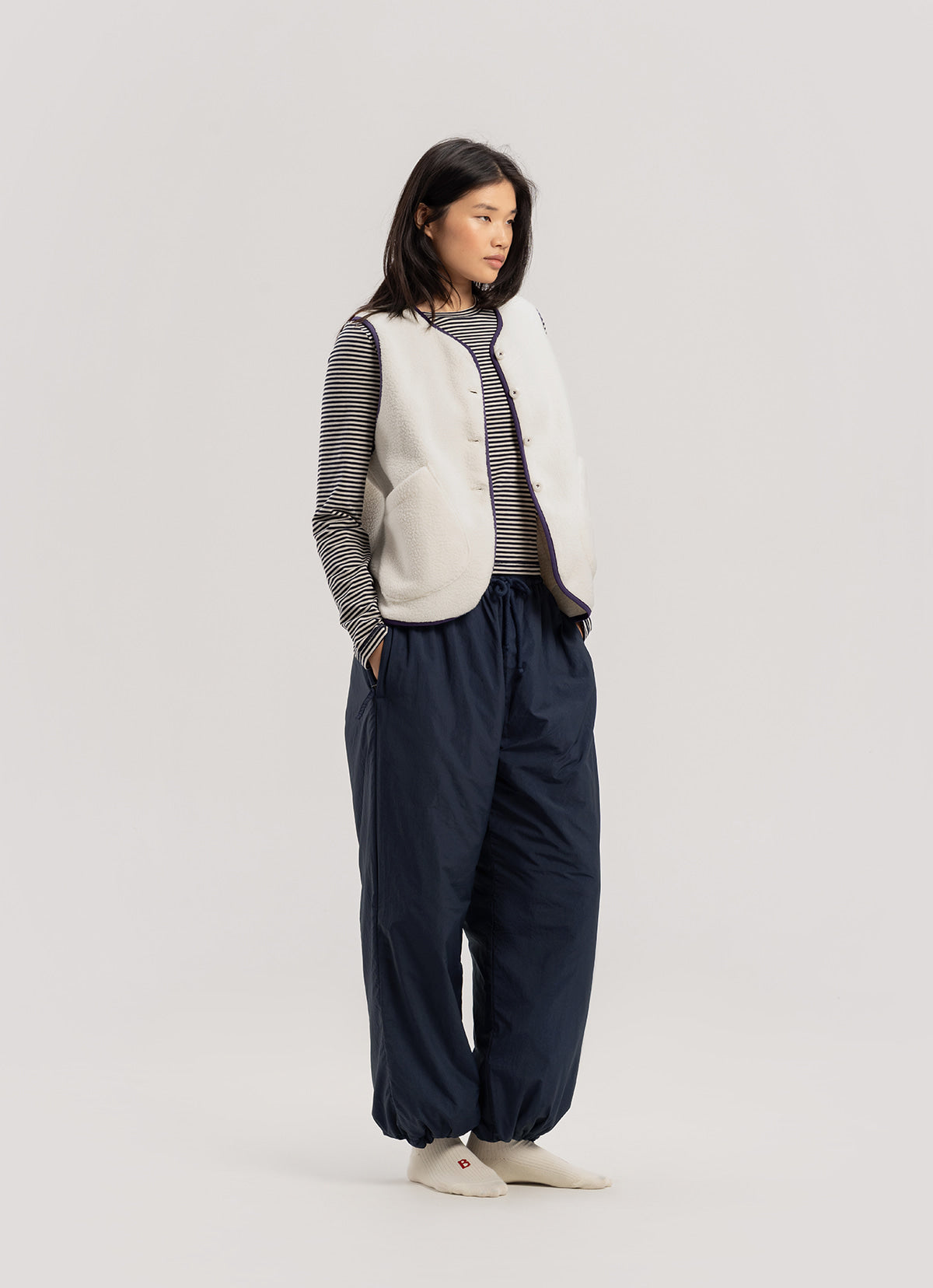 Padded wide pants_Sky Captain