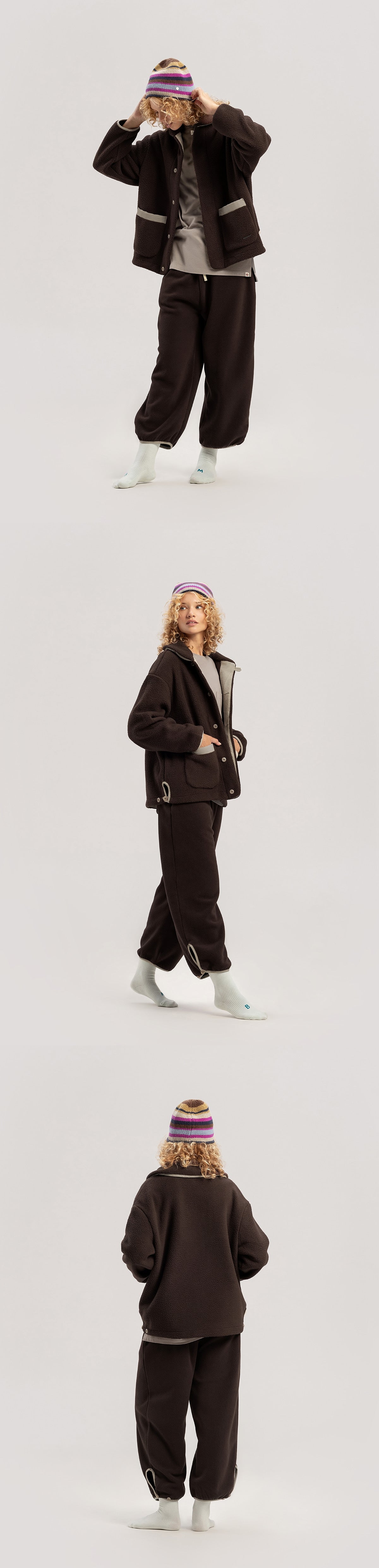 Bulky fleece jacket (Unisex)_Brown