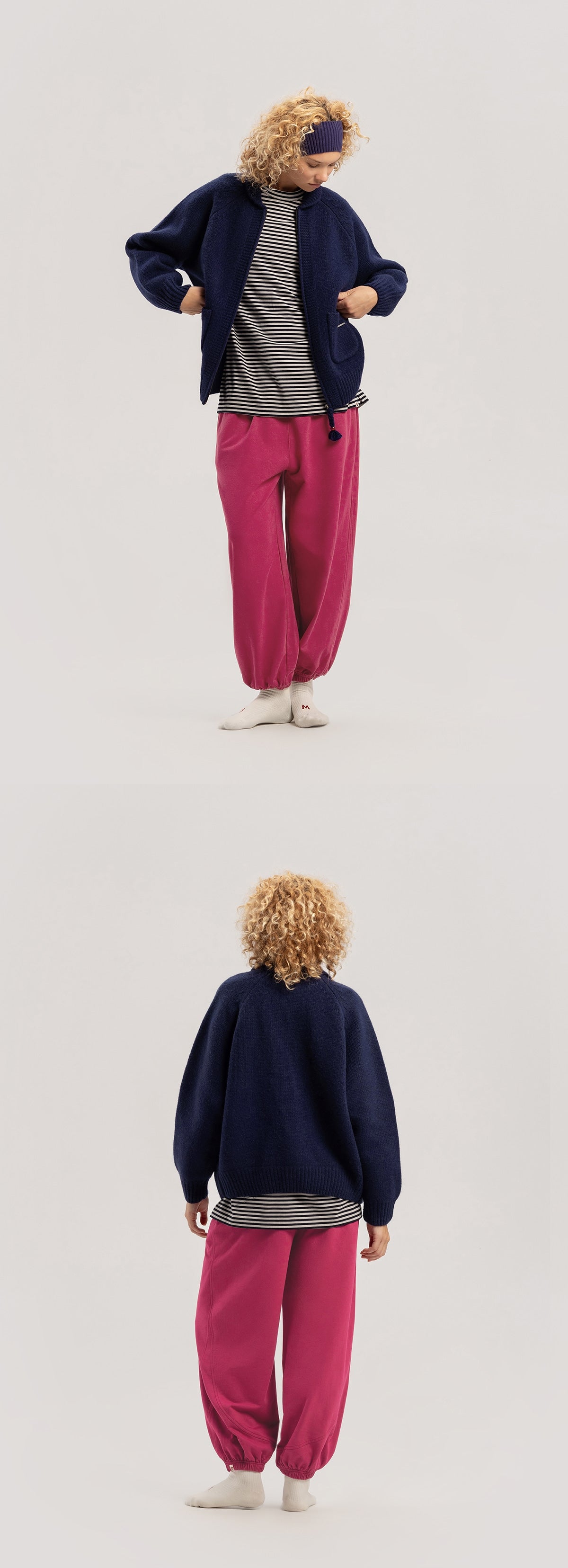 Bulky cardigan (Unisex)_Navy