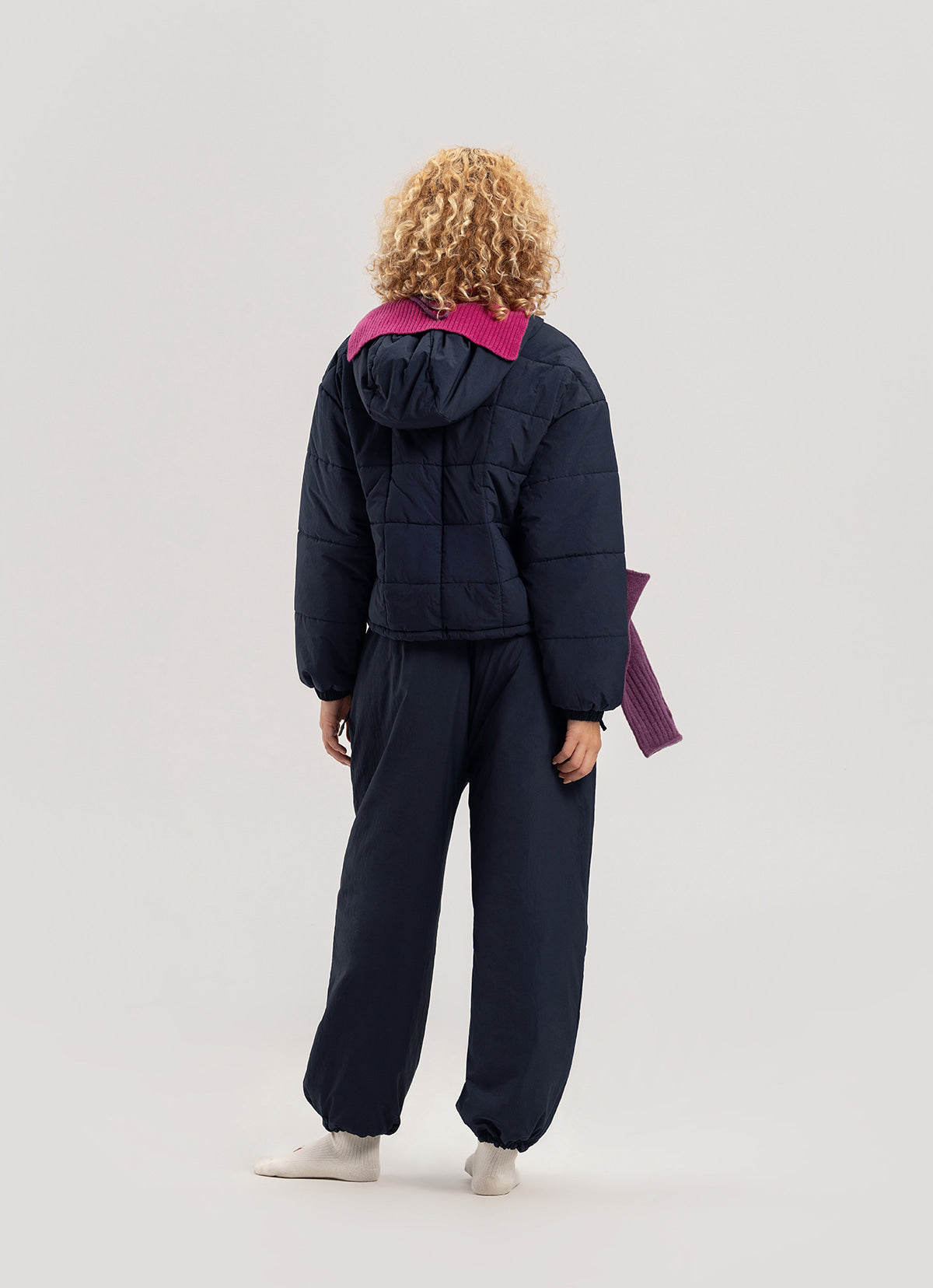 Grid padded hoodie #2_Sky Captain