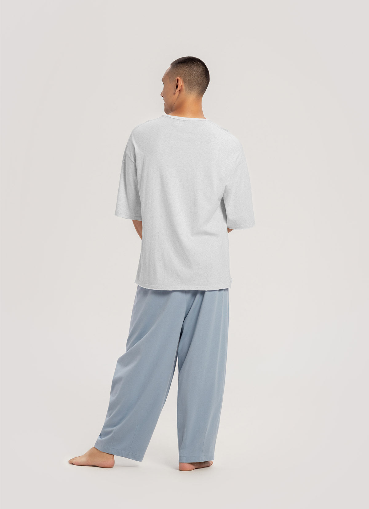 Tuck volume pants (Unisex)_Faded Denim