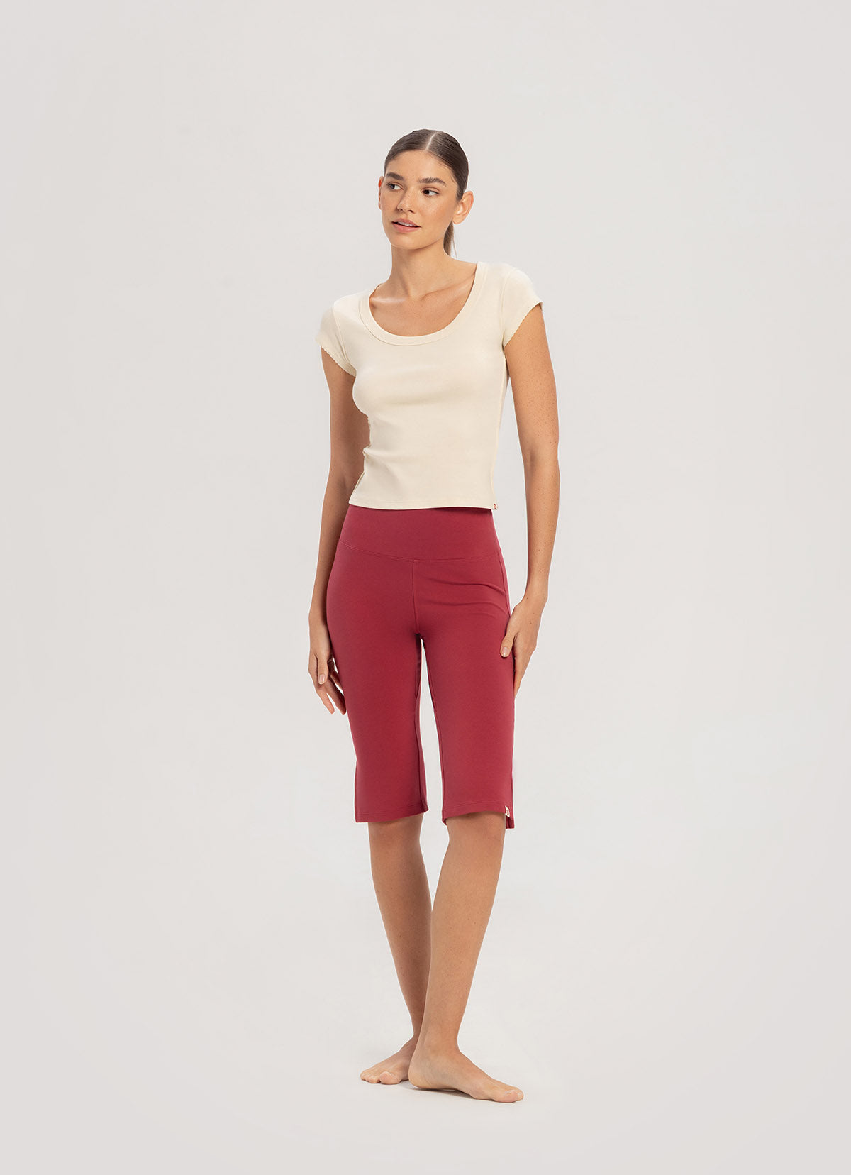 Biker middle pants_Deep Claret