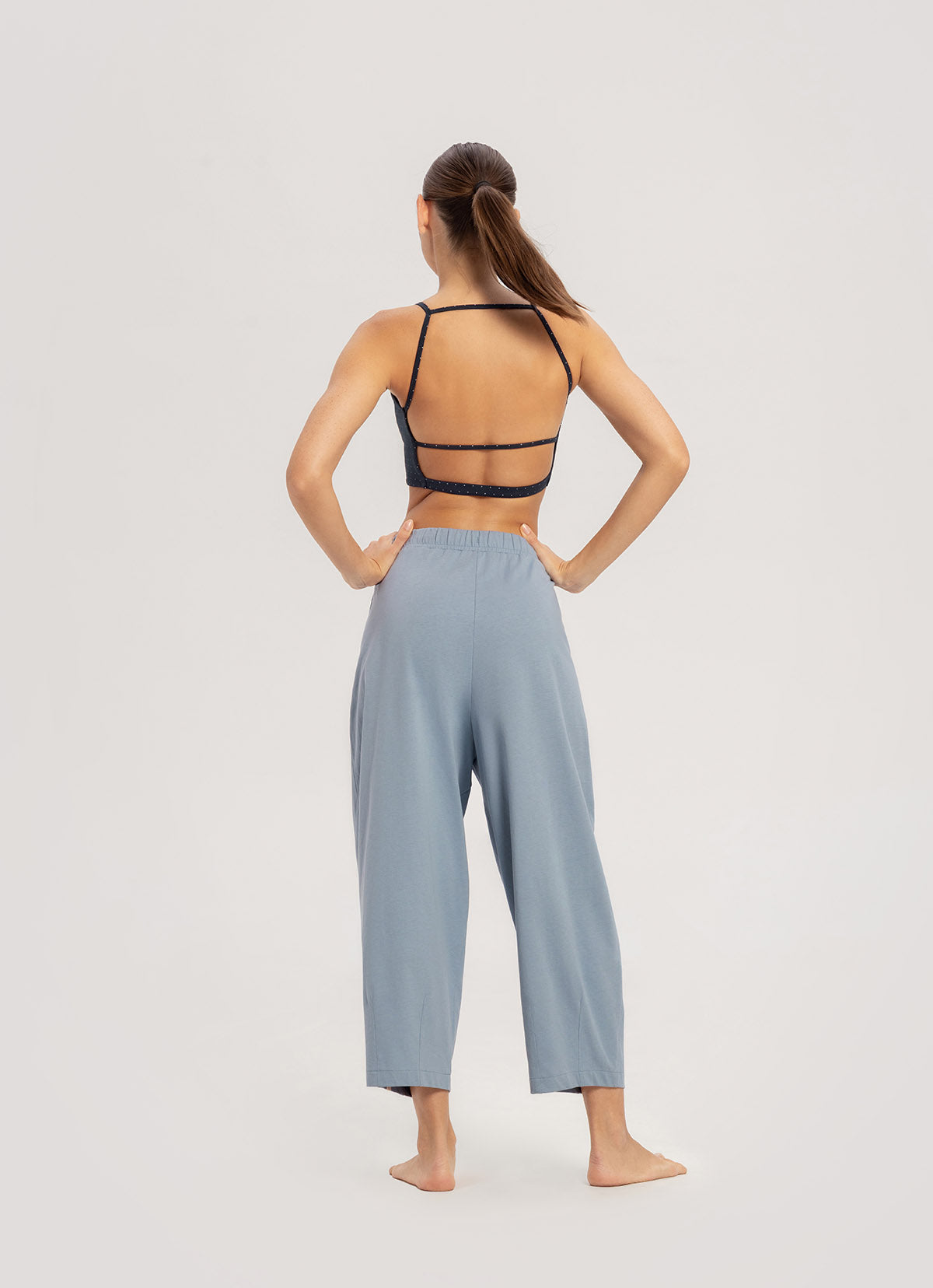 Tuck volume pants (Unisex)_Faded Denim