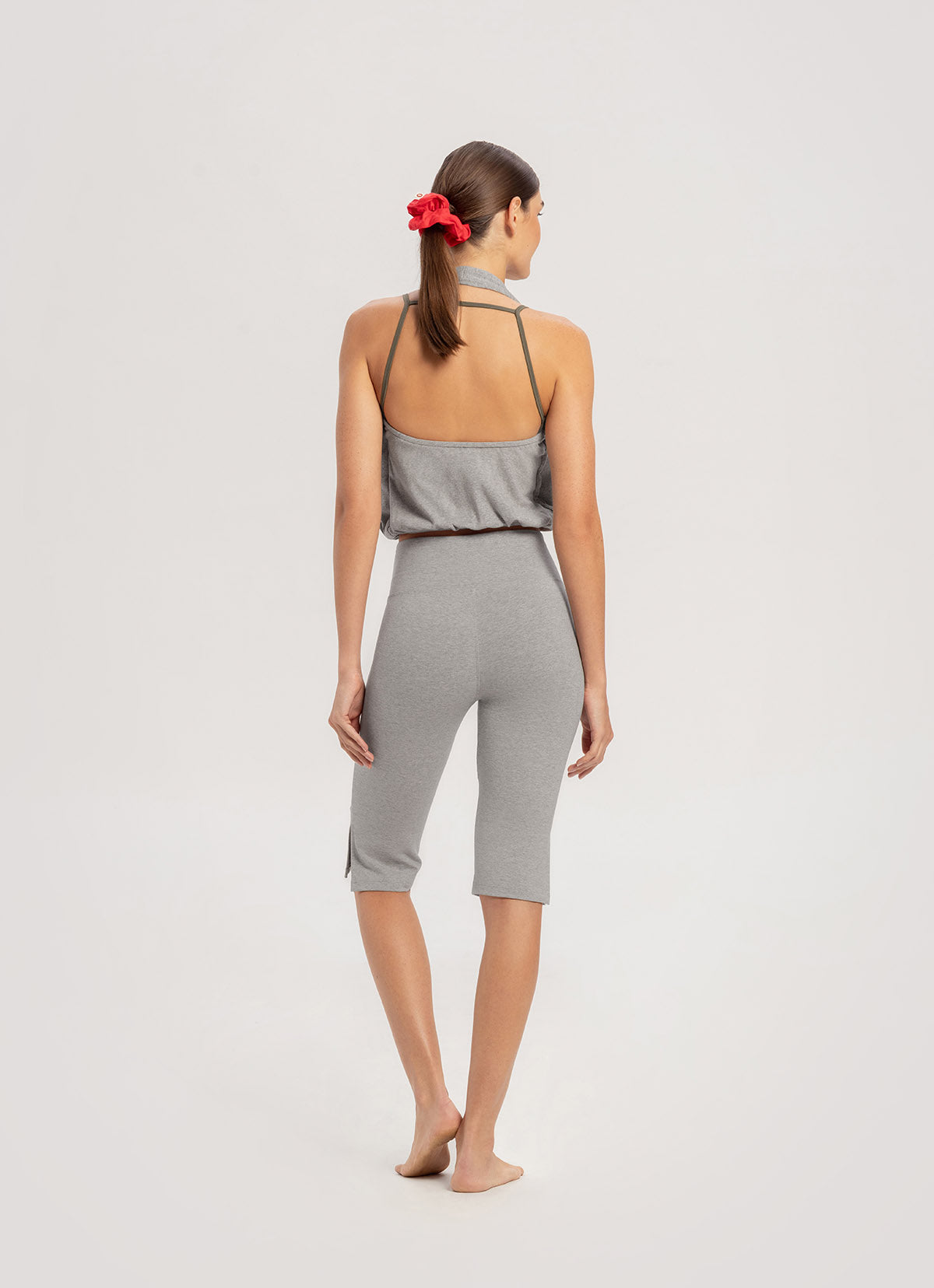 Petal halter top_Dark Melange Grey