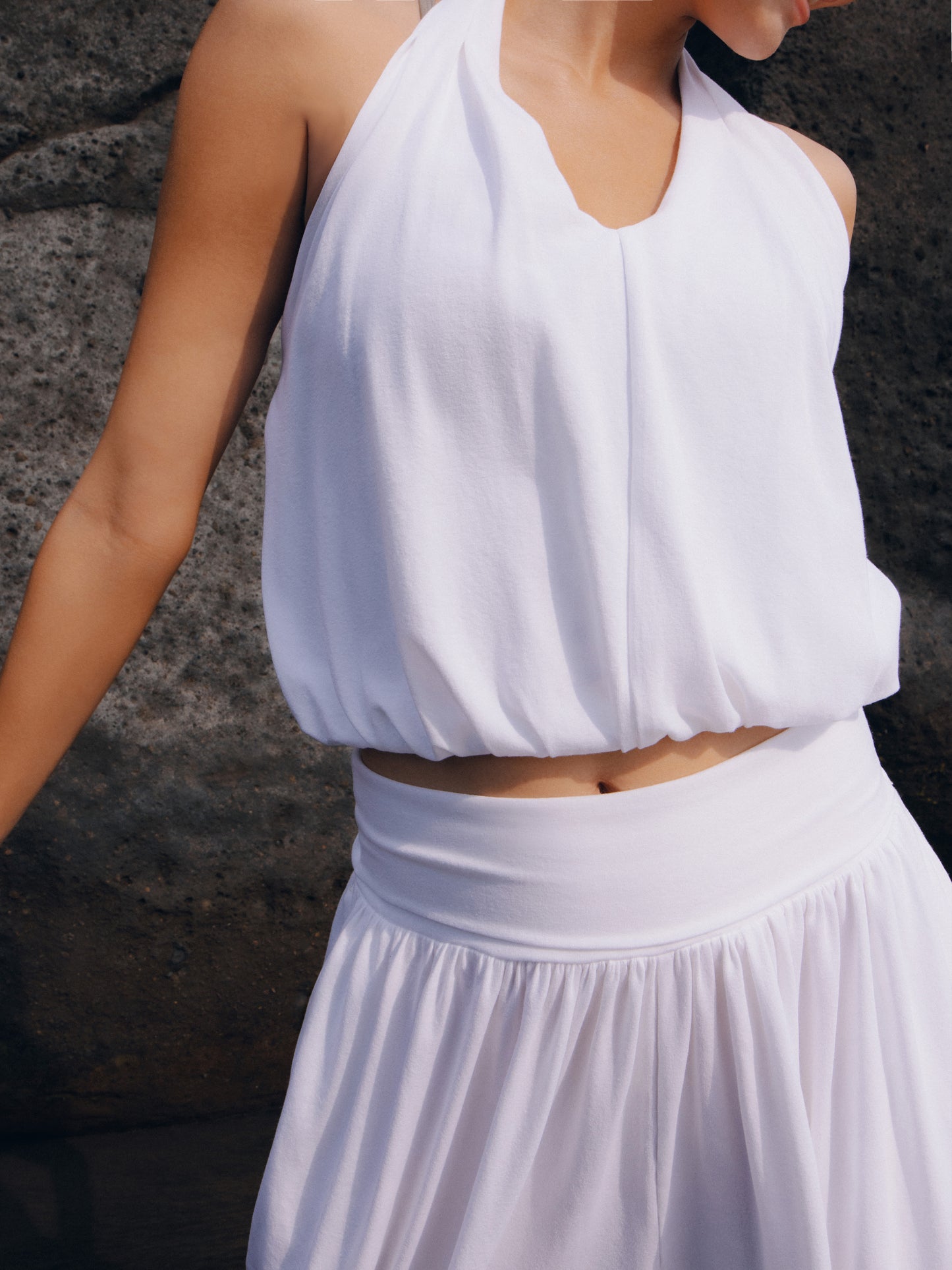 Petal halter top_White