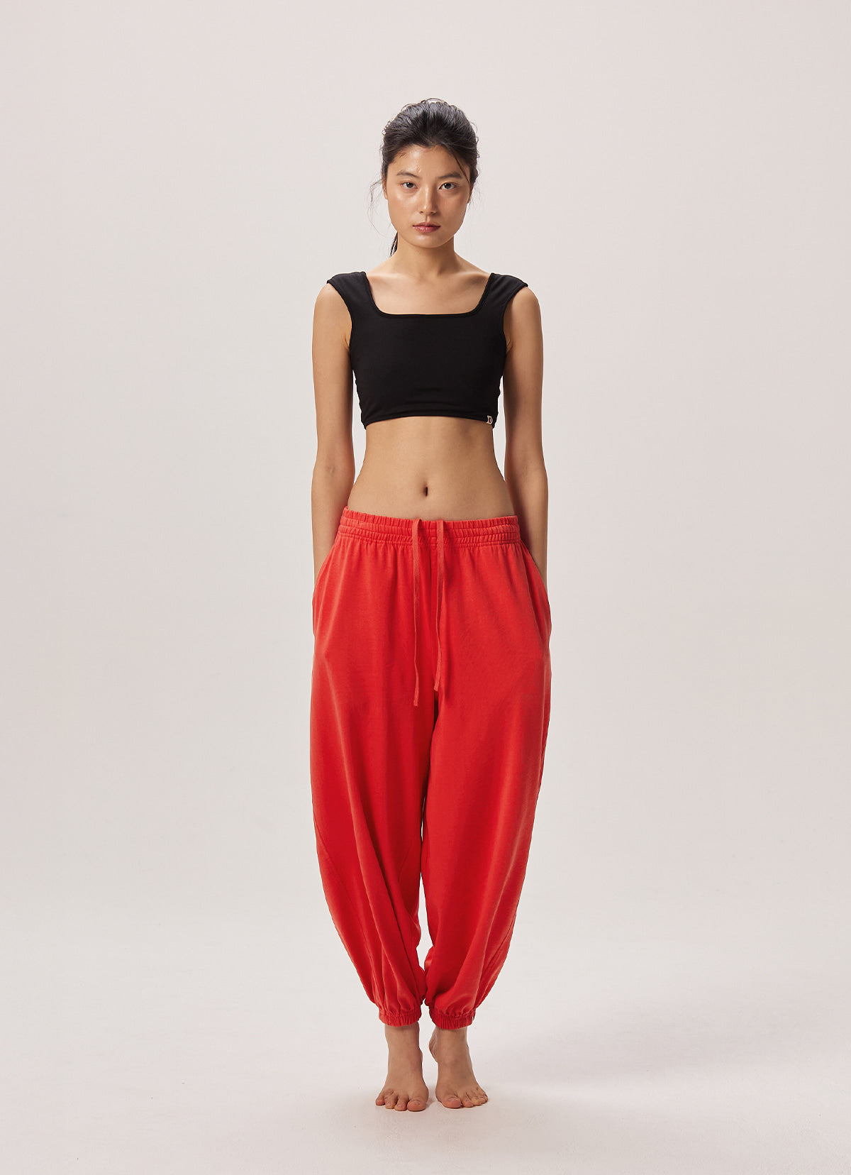 Diagonal jogger pants (Unisex)_Poppy Red