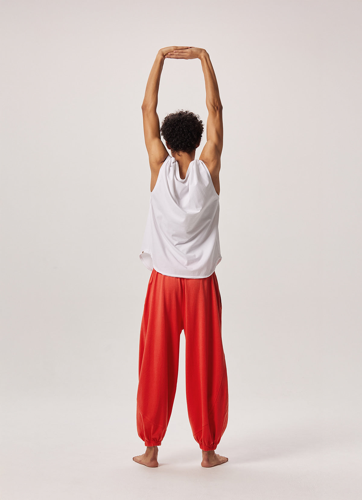 Diagonal jogger pants (Unisex)_Poppy Red