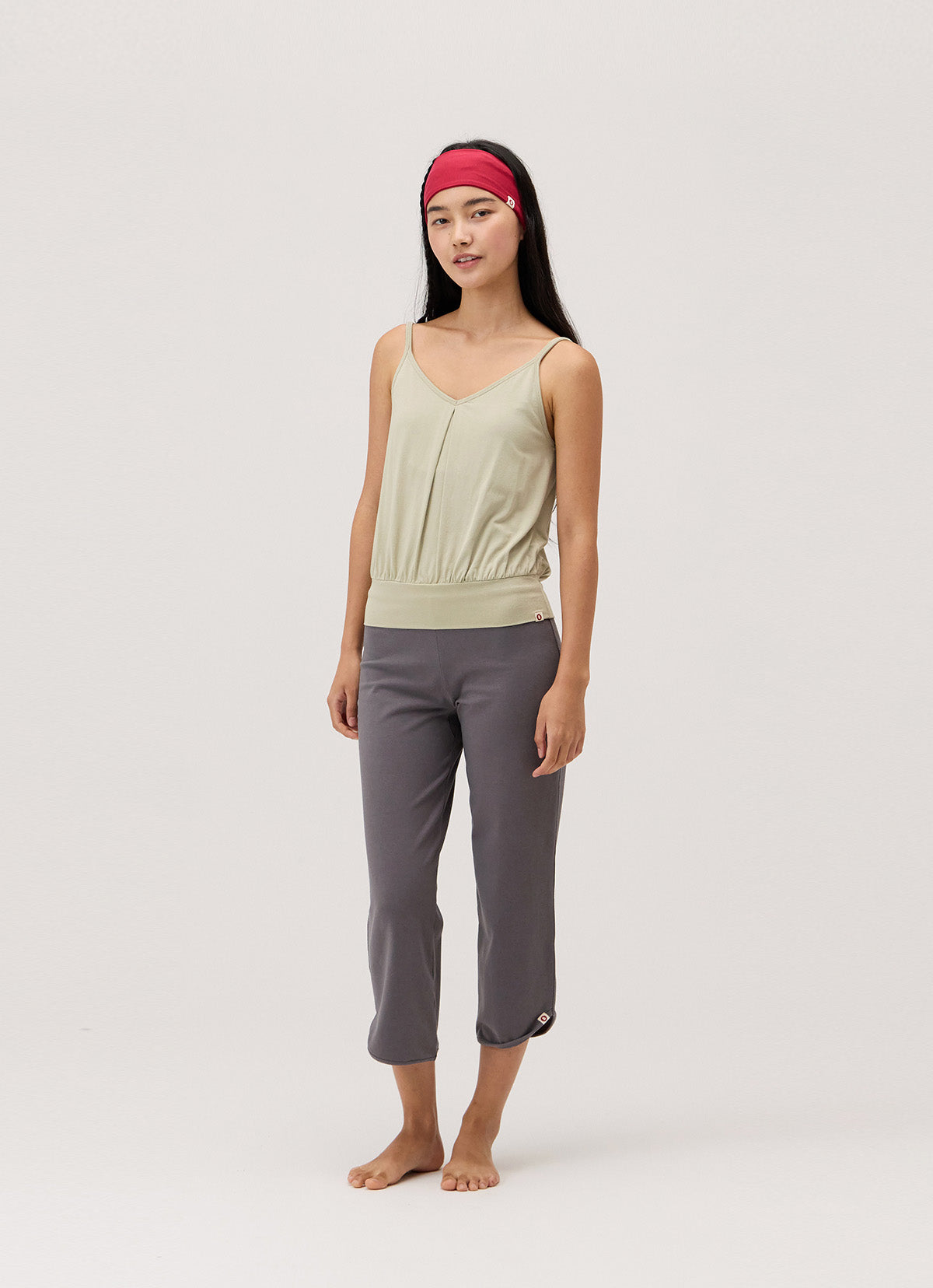 Pleats shirring sleeveless_Moss Gray