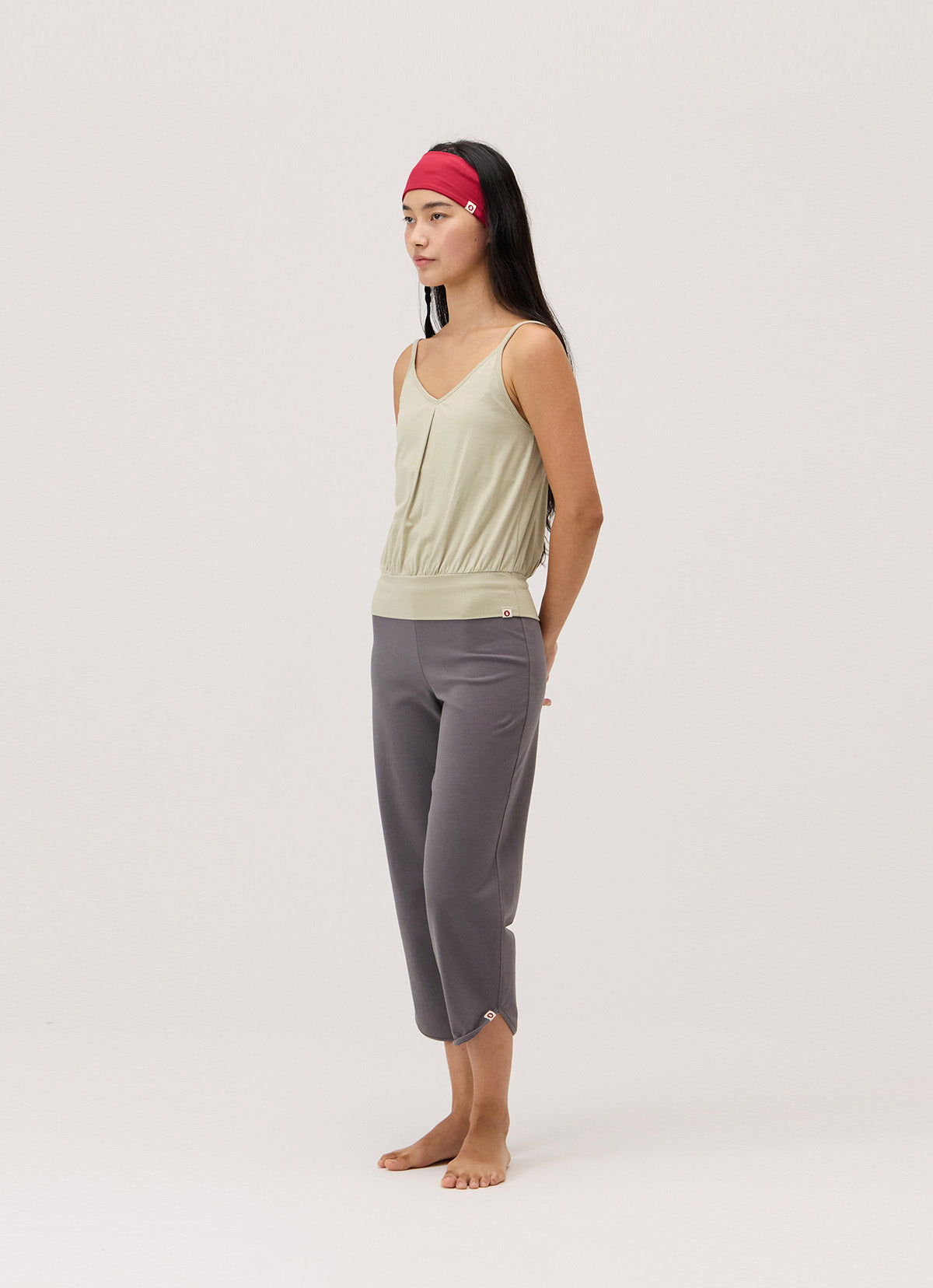 Pleats shirring sleeveless_Moss Gray