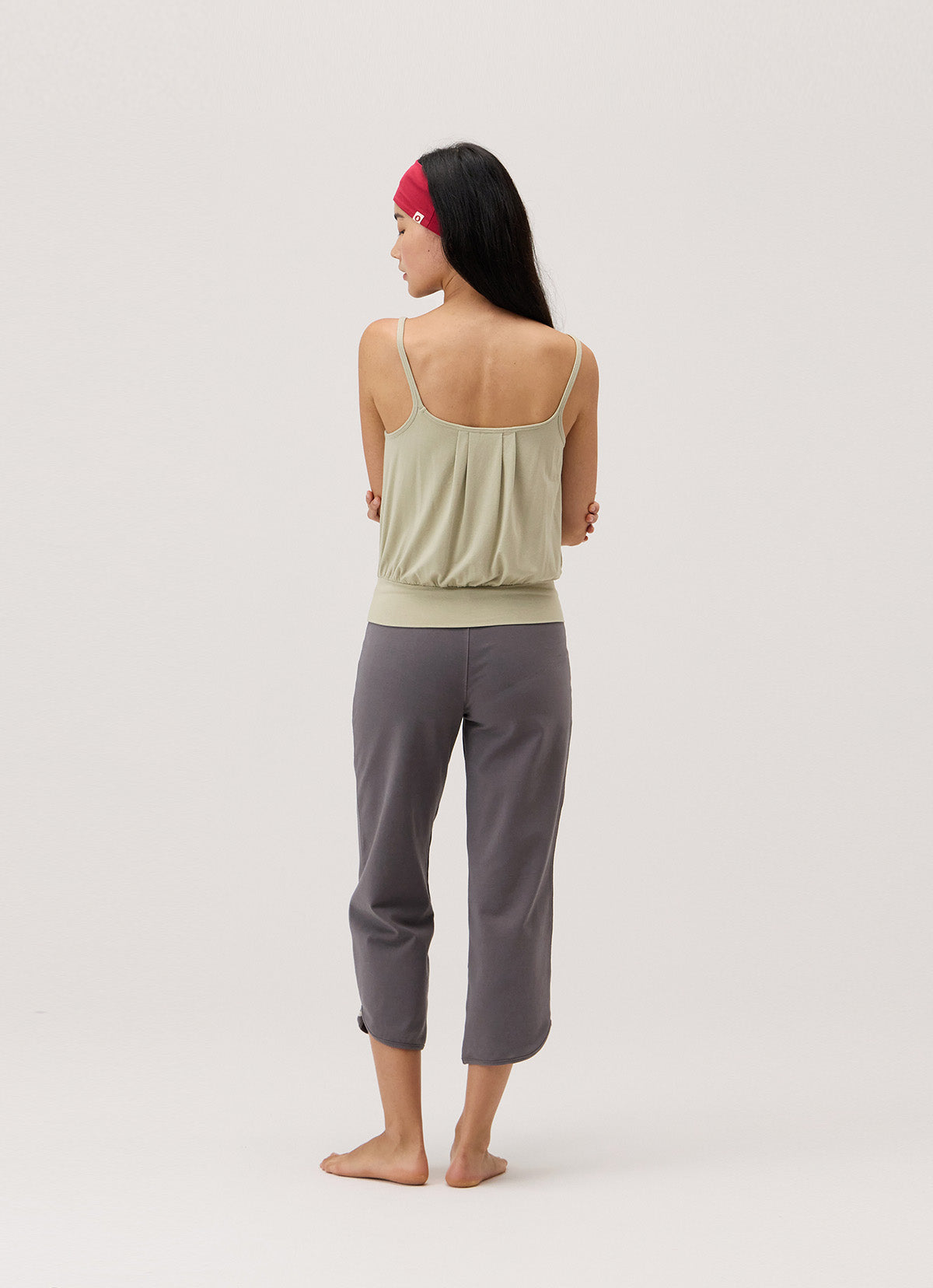 Pleats shirring sleeveless_Moss Gray