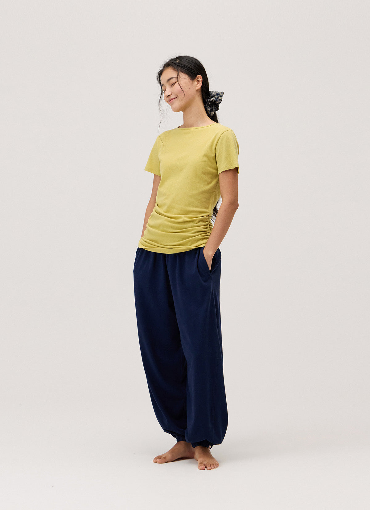 Shirring unbalance T_Leek Green