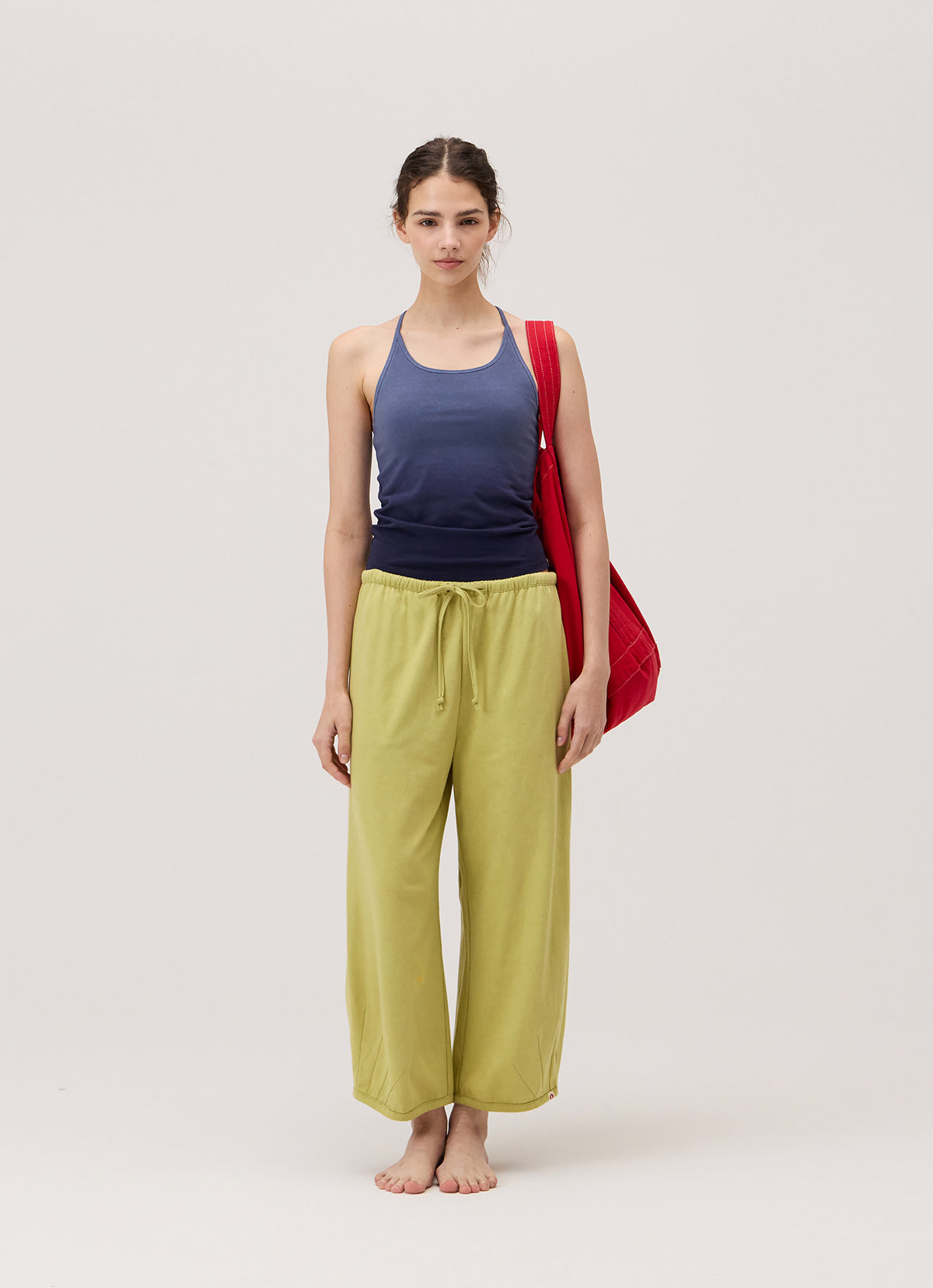 Pleats crop pants_Leek Green