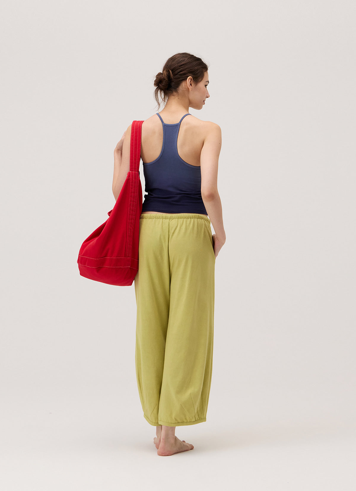 Pleats crop pants_Leek Green