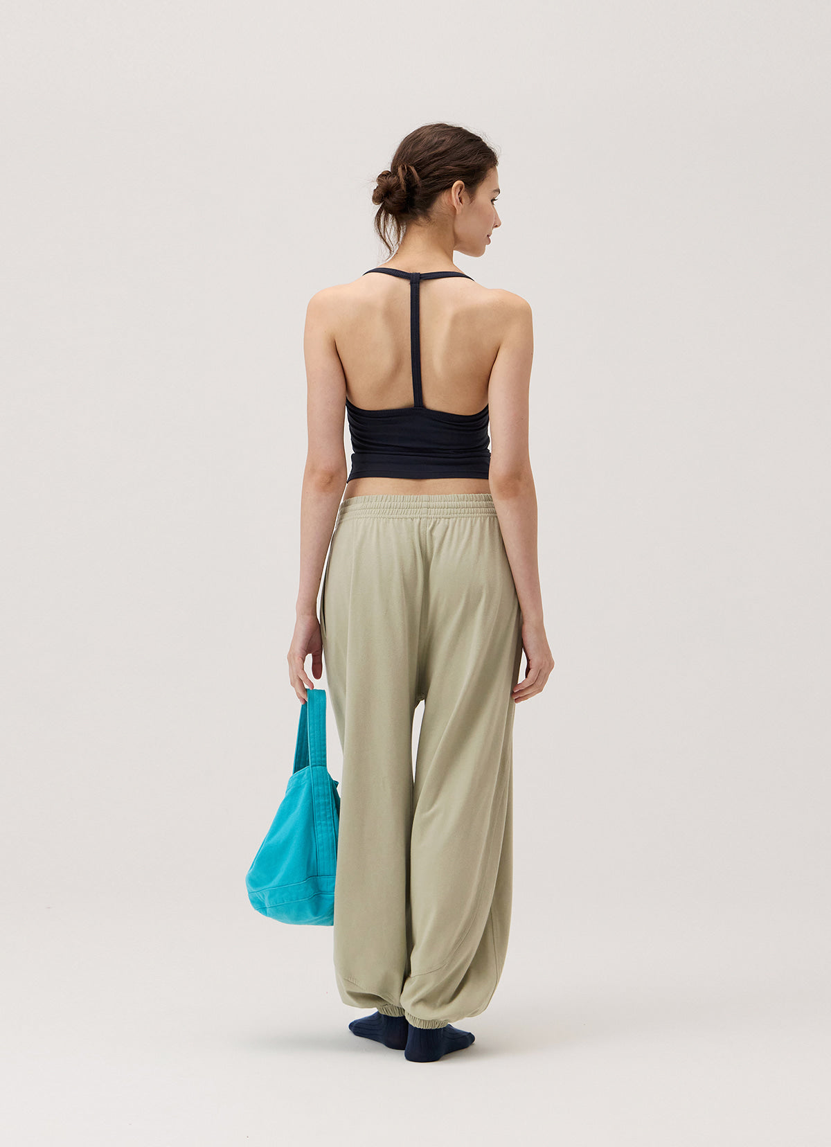 Diagonal jogger pants (Unisex)_Moss Gray