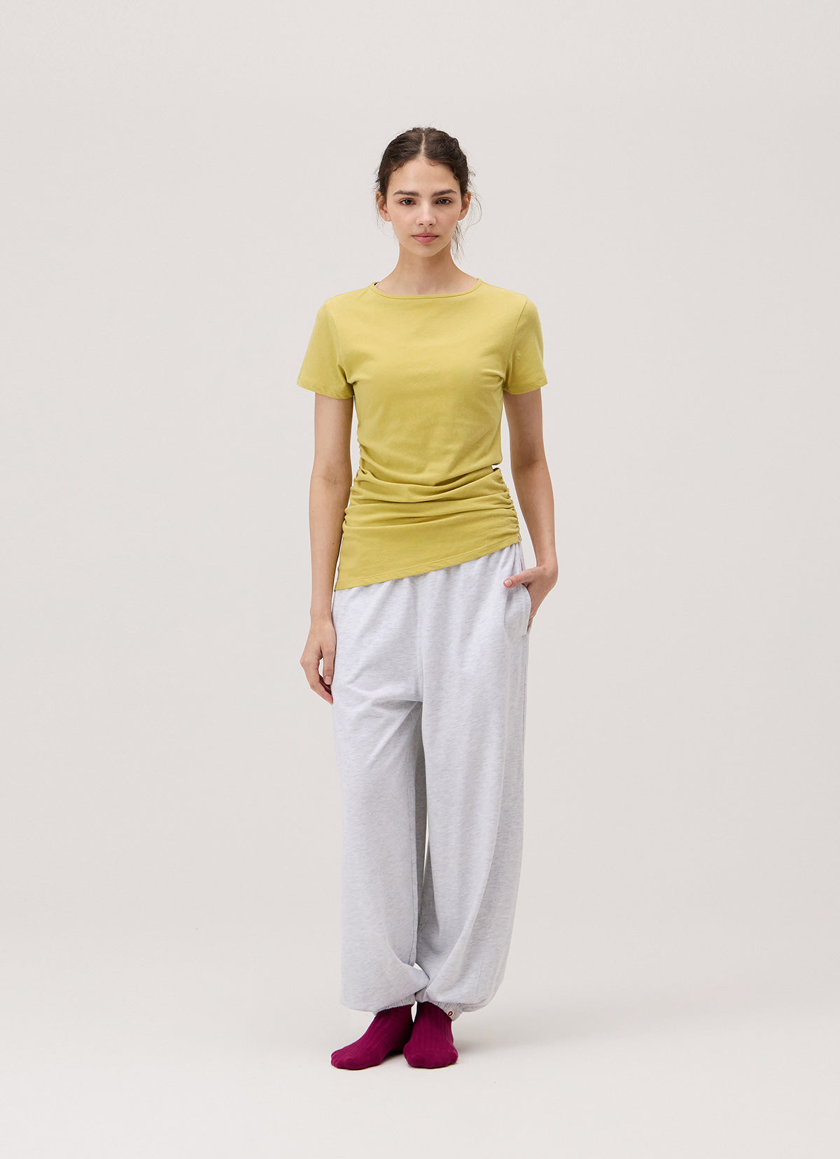 Shirring unbalance T_Leek Green
