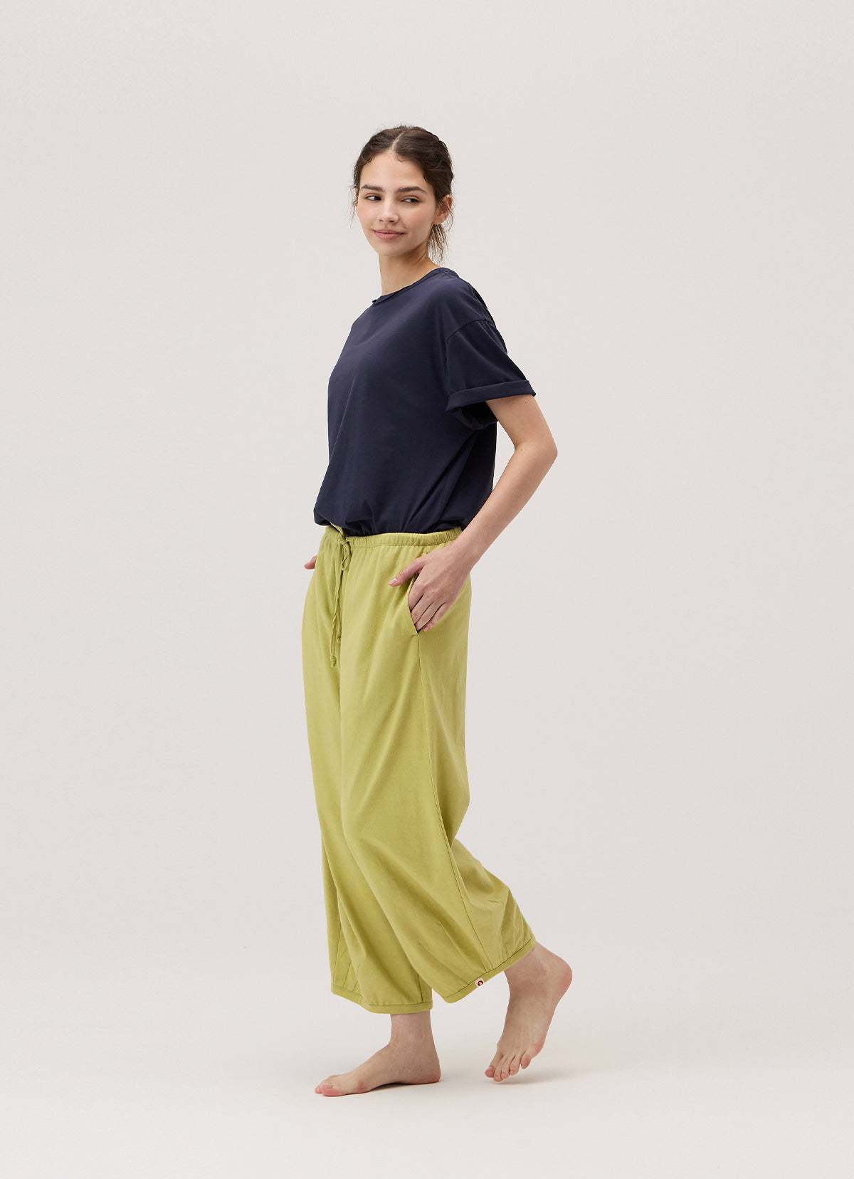 Pleats crop pants_Leek Green