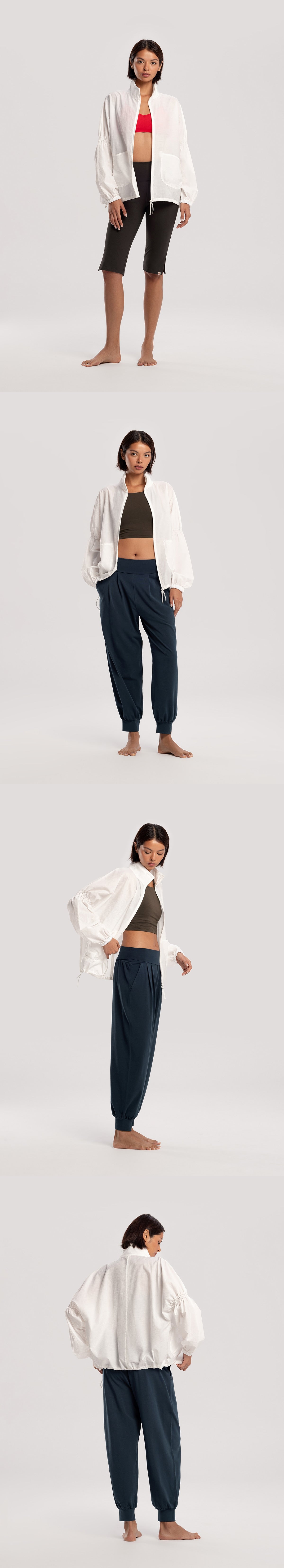 Shirring zip-up jacket_White