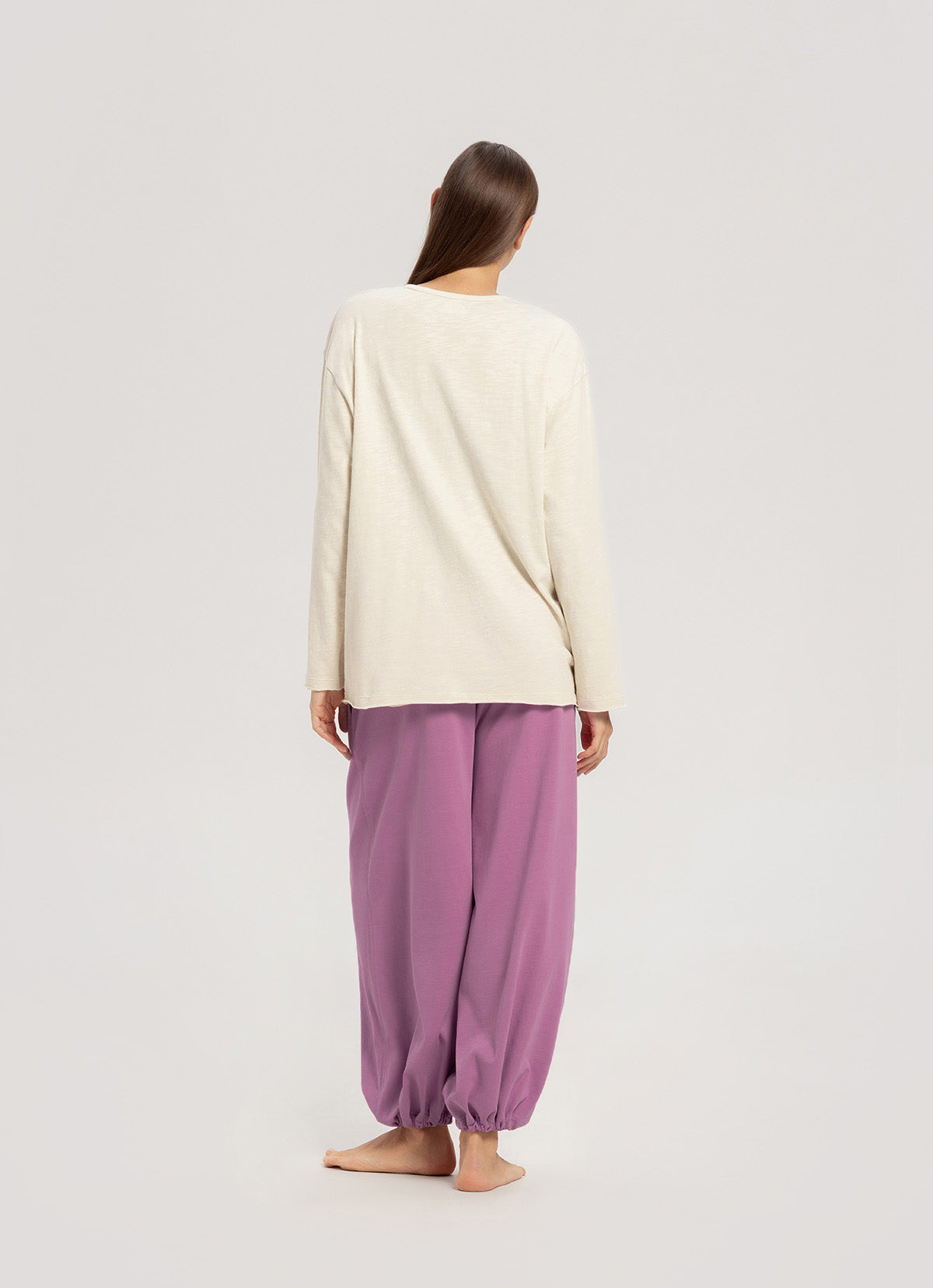 Henley neck long sleeve (Unisex)_Bone White