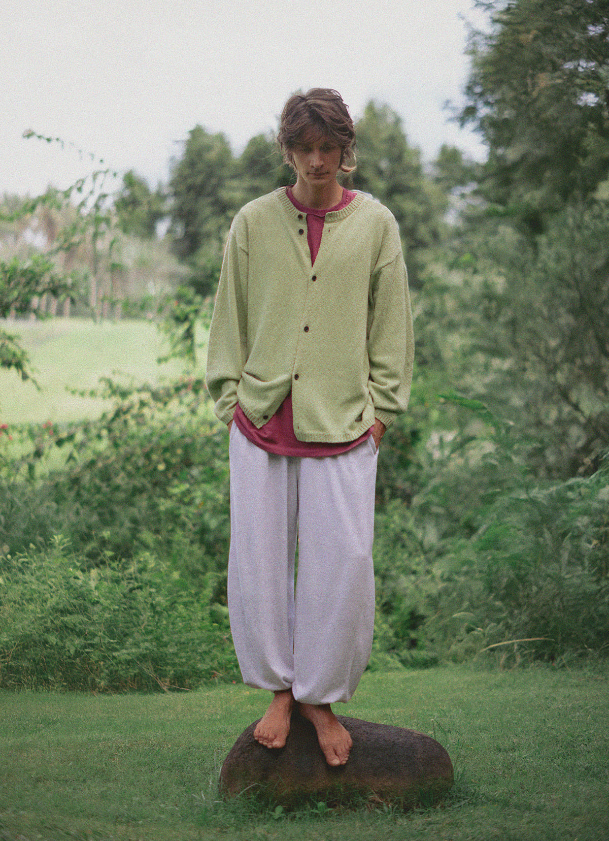 Round cardigan (Unisex)_Winter Pear