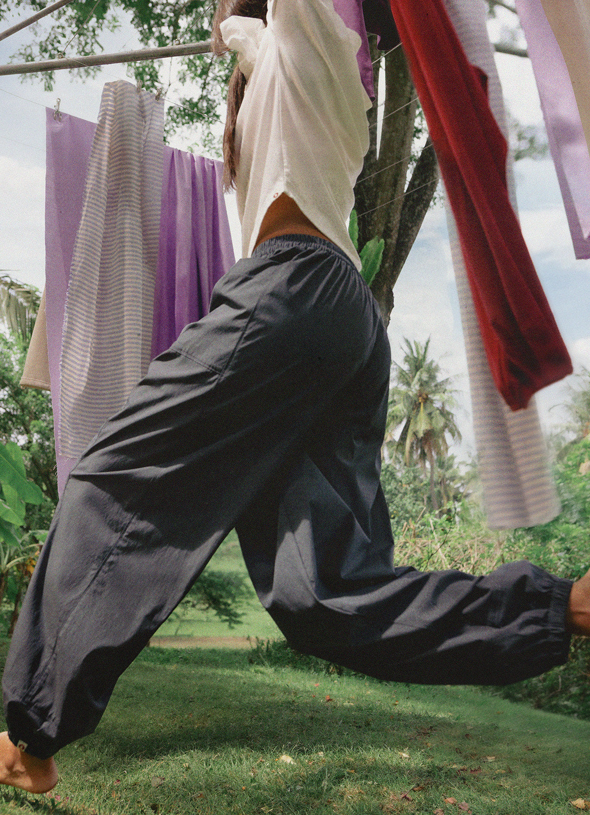 Wrap pocket pants (Nylon ver.) (Unisex)_Sea Storm