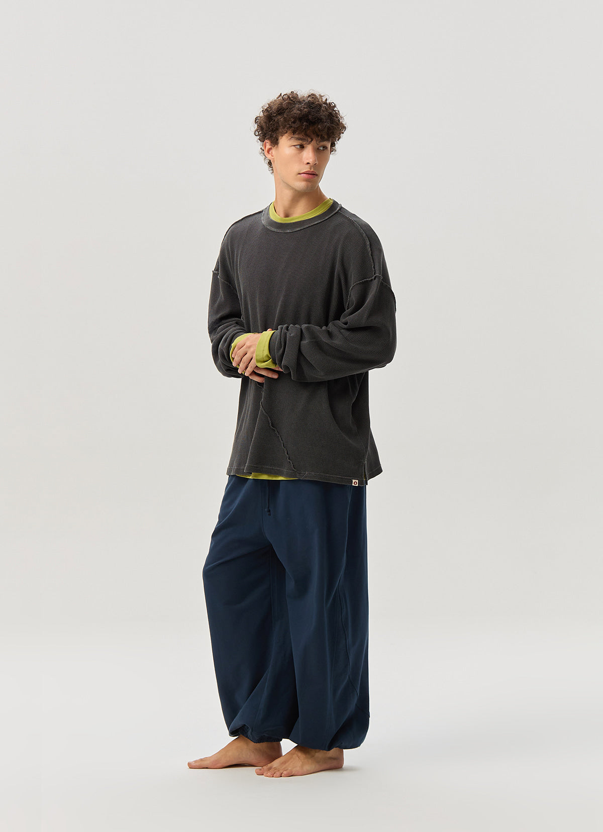 Waffle long sleeve (Unisex)_Black
