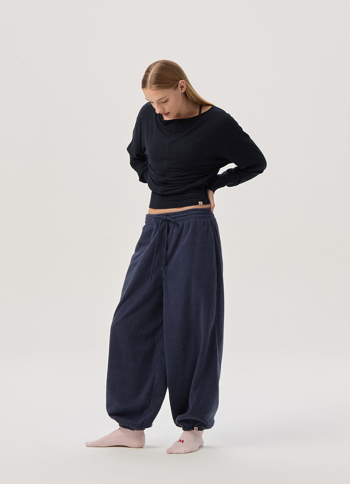 Diagonal jogger pants (Fleece ver.) (Unisex)_Blue Multi