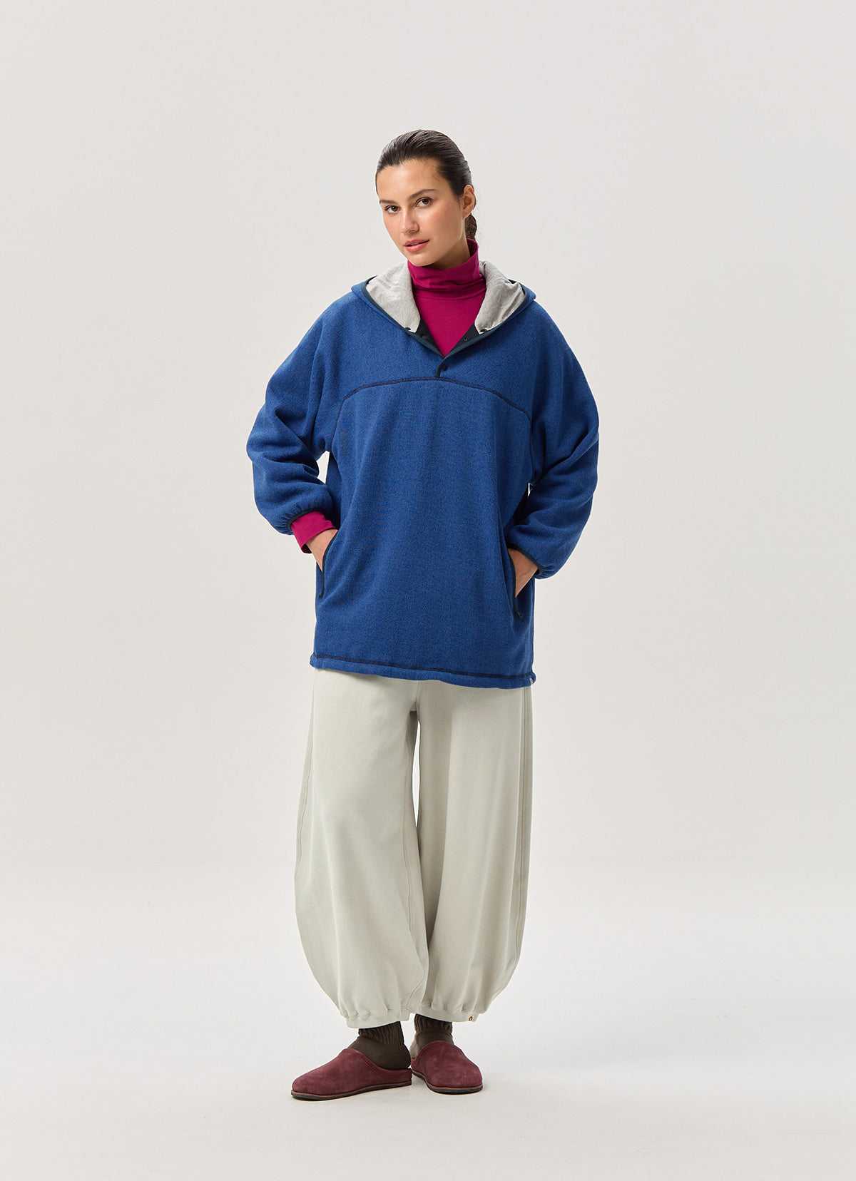 Melana fleece hoodie (Unisex)_Blue