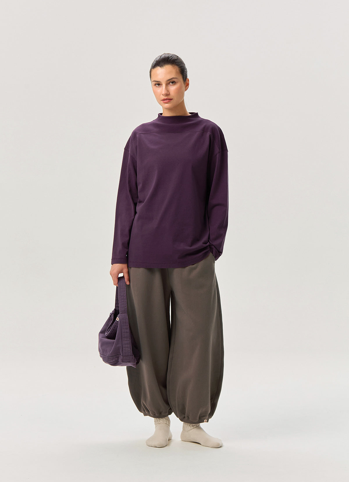 Small pocket mockneck T (Unisex)_Plum Perfect