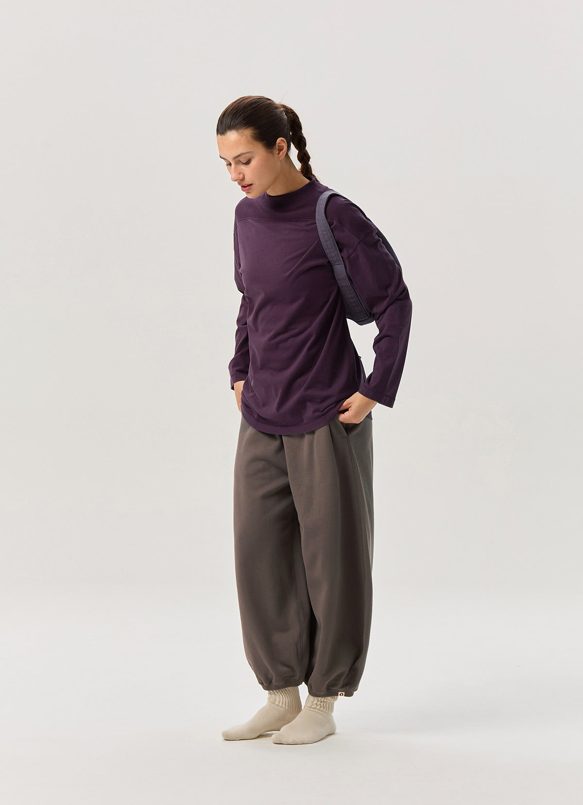 Small pocket mockneck T (Unisex)_Plum Perfect