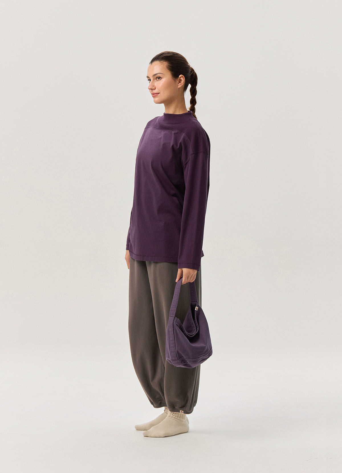 Small pocket mockneck T (Unisex)_Plum Perfect