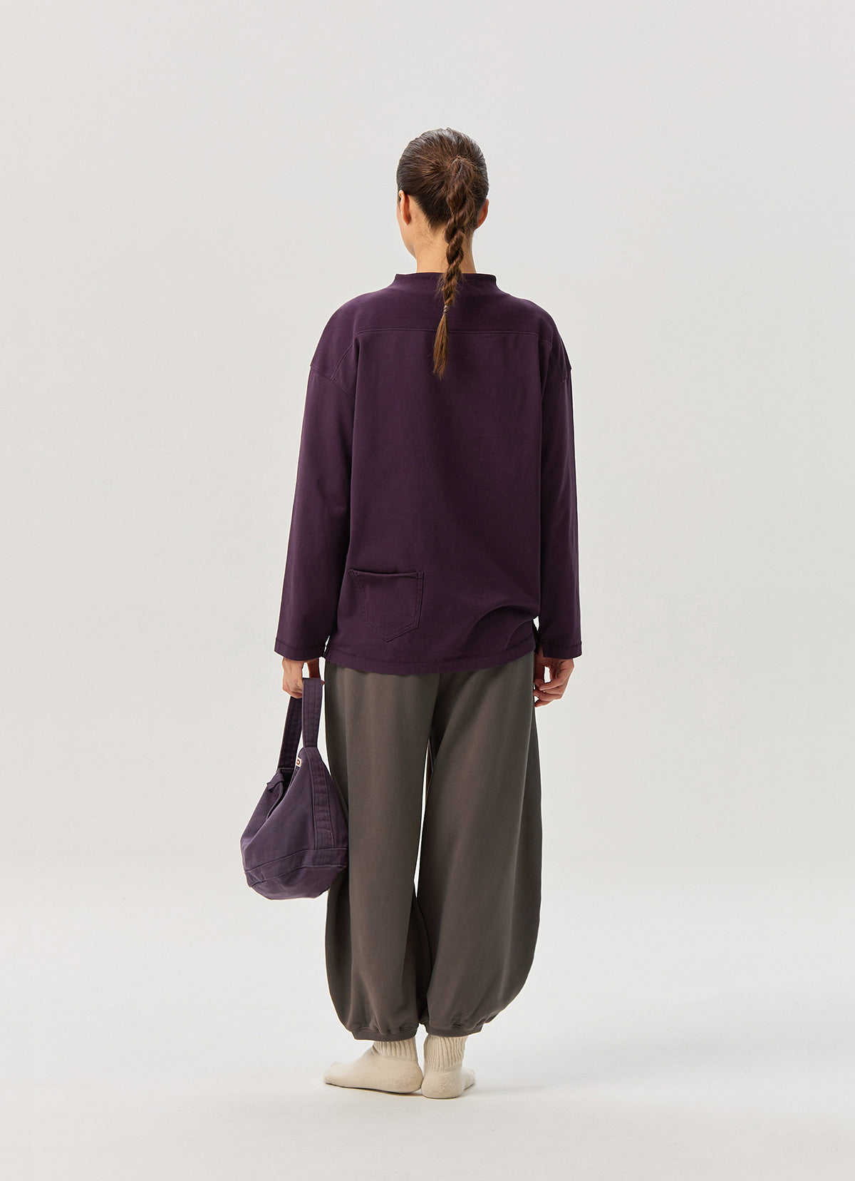 Small pocket mockneck T (Unisex)_Plum Perfect