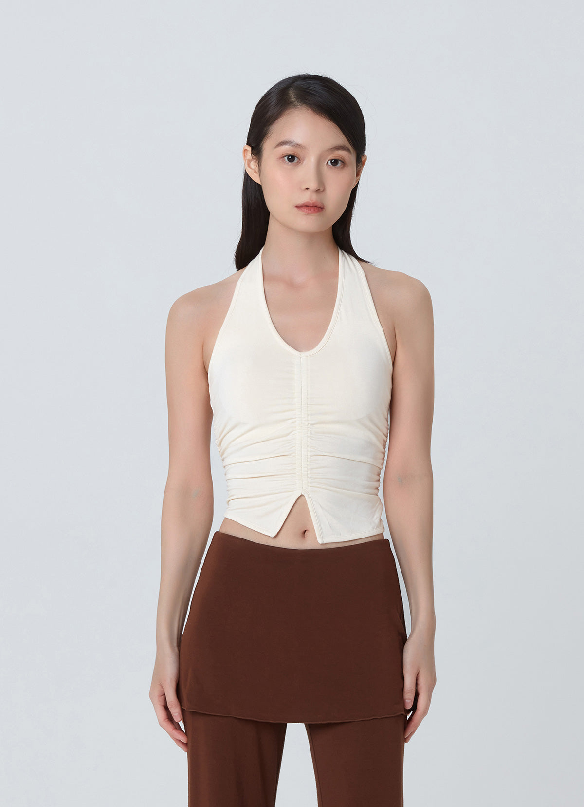 Wrinkle halter tank top_Seadpearl