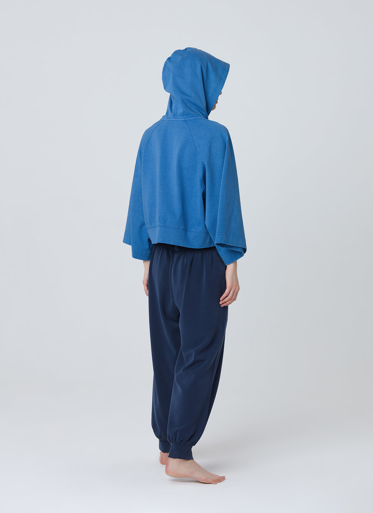 Wide sleeve zip-up hoodie_Deep Water