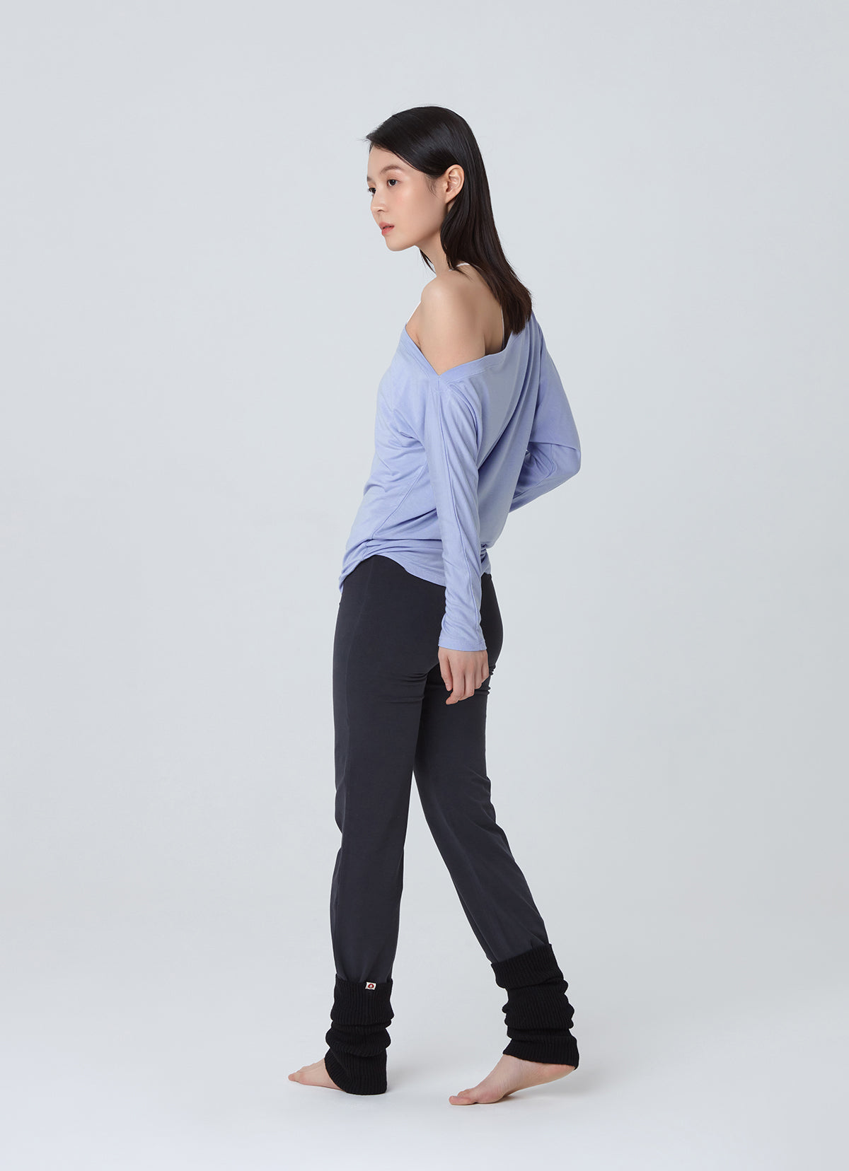 Unbalance shoulder long sleeve_Blue Heron