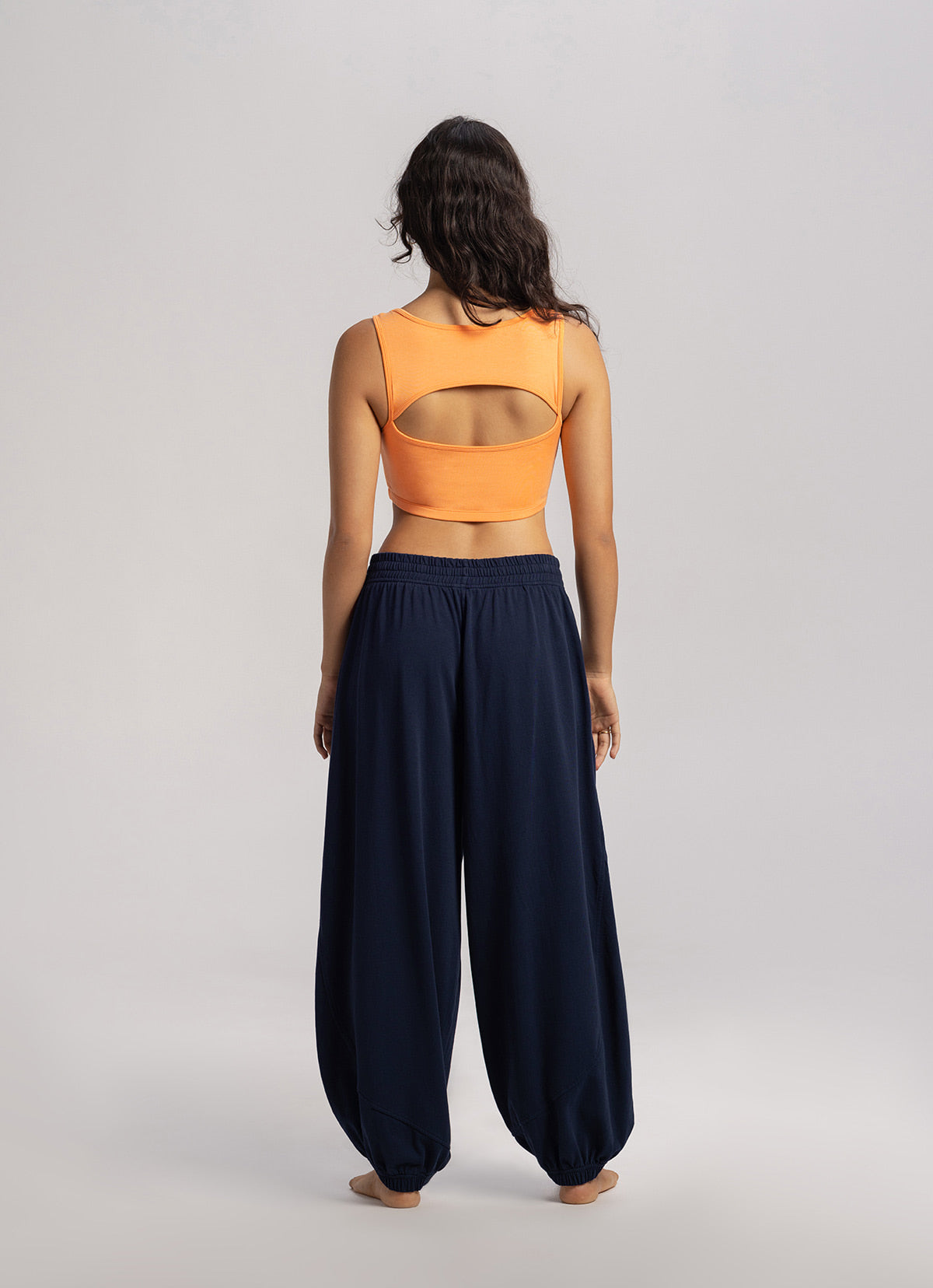 Diagonal jogger pants (Unisex)_Navy