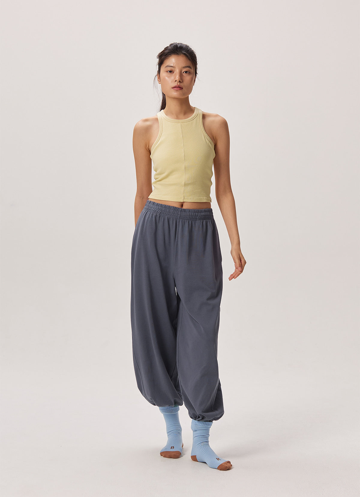 Racer rib tank top_Yellow Beige