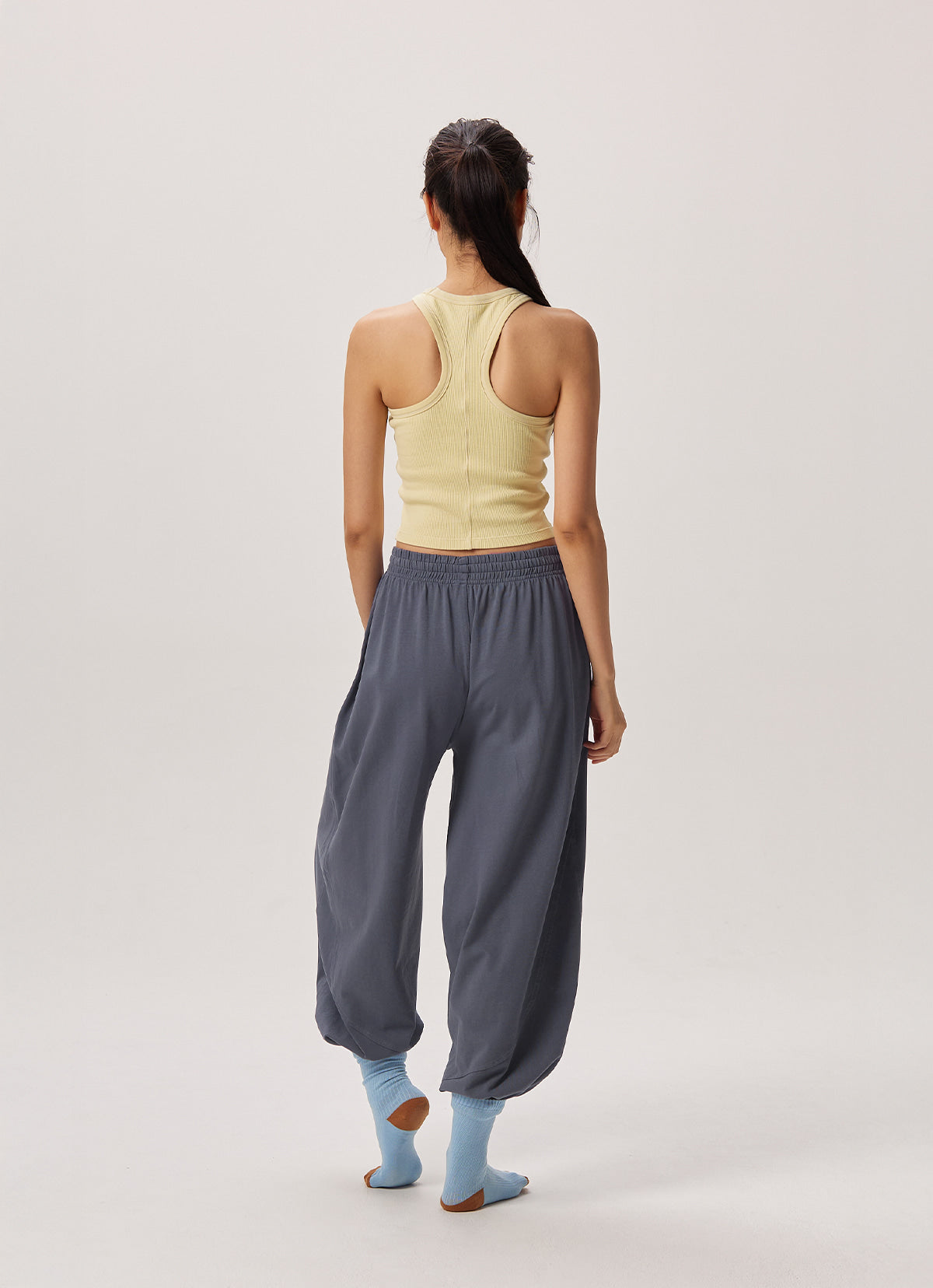 Racer rib tank top_Yellow Beige