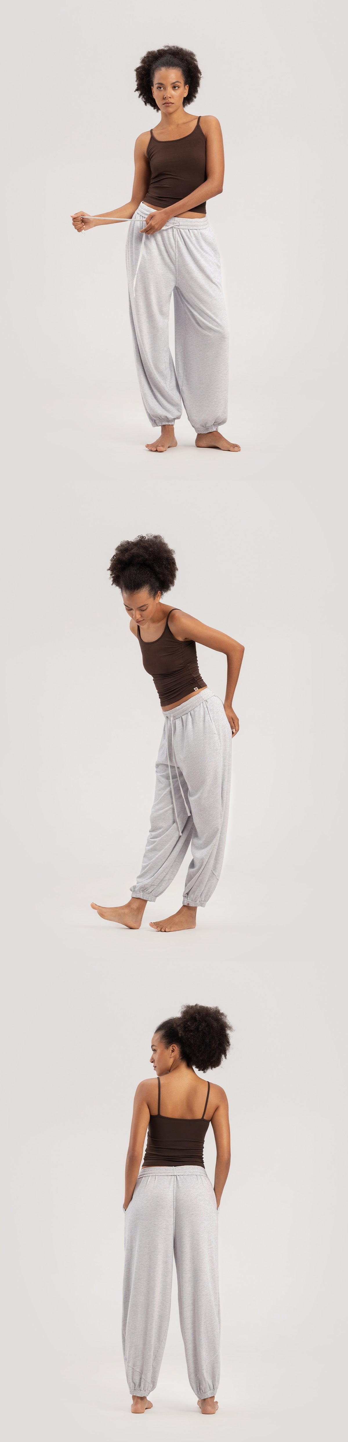 Diagonal jogger pants (Unisex)_Melange Grey