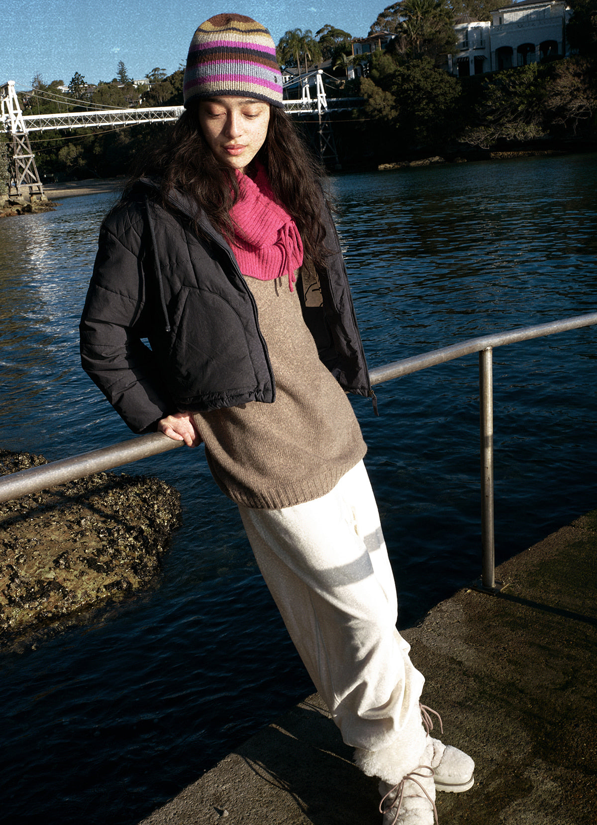 Grid padded hoodie #2_Sky Captain