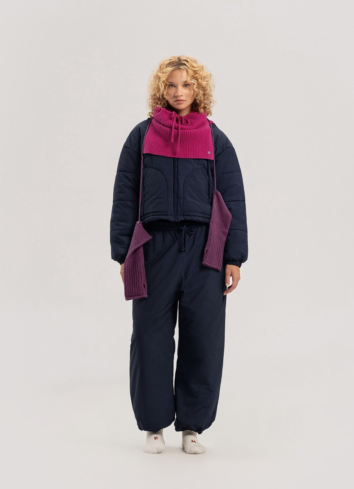 Grid padded hoodie #2_Sky Captain