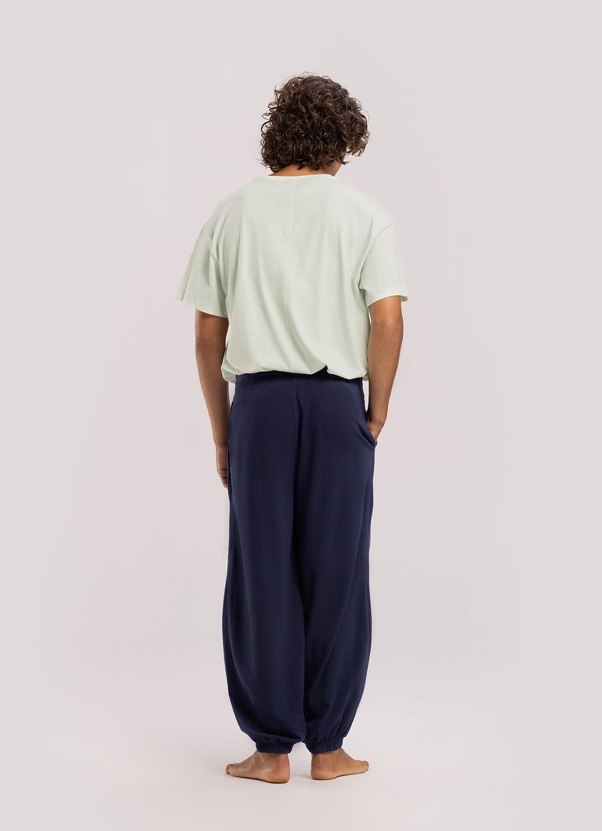 Diagonal jogger pants (For Men)_Navy