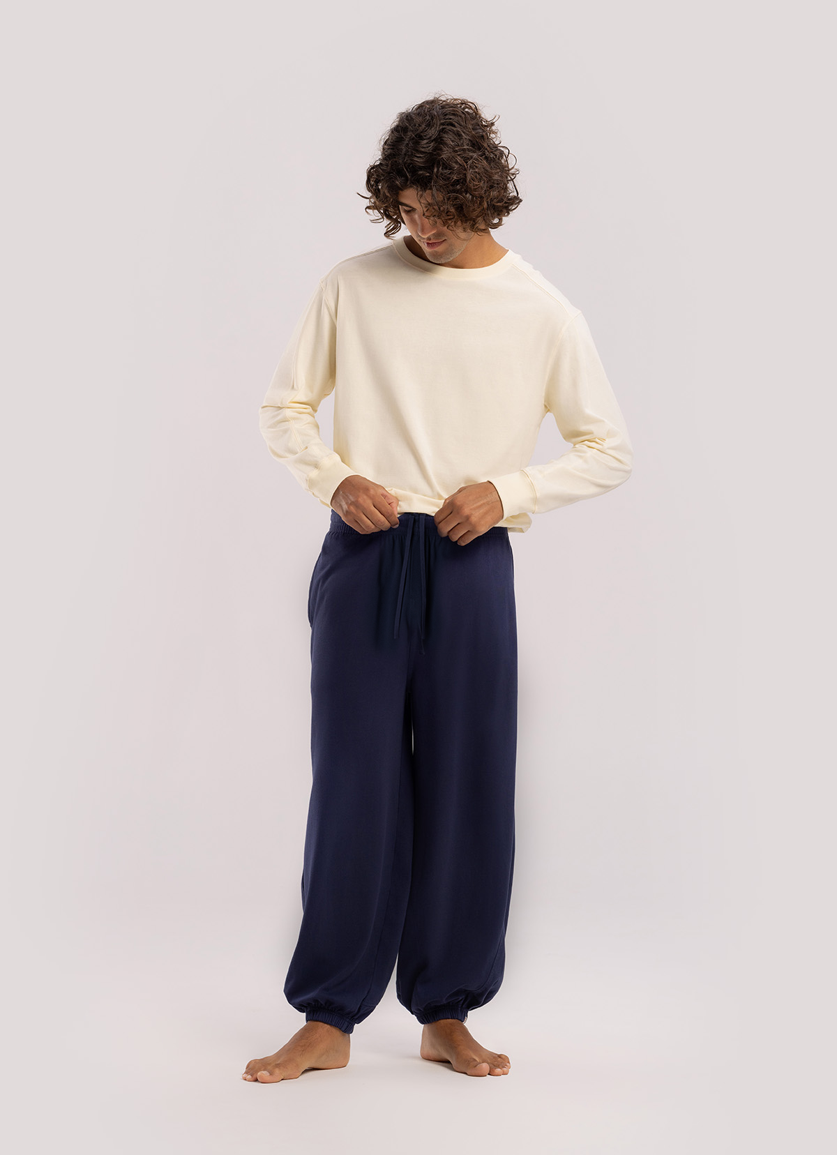 Diagonal jogger pants (For Men)_Navy