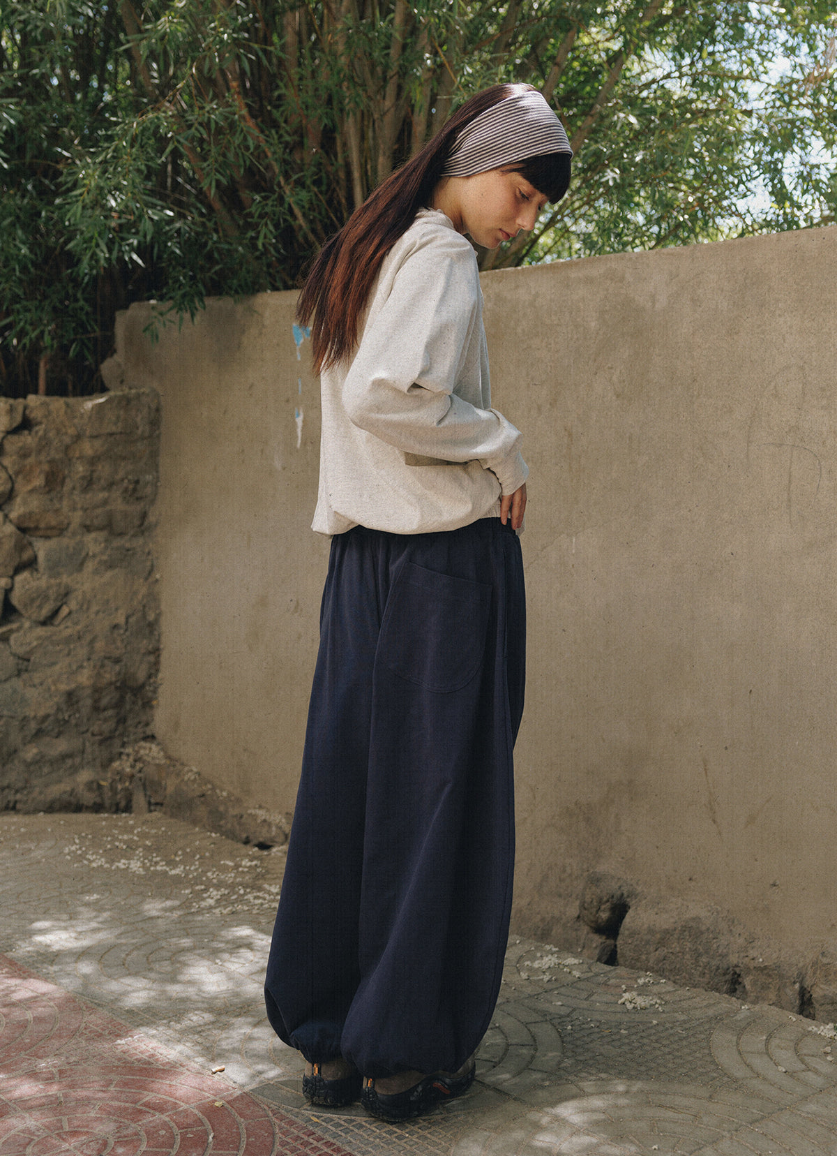 Shirring button-up hoodie_Oatmeal Melange
